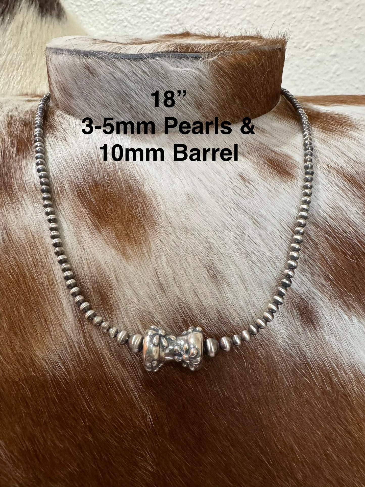 Sterling Silver Pearls w/Barrel Bead