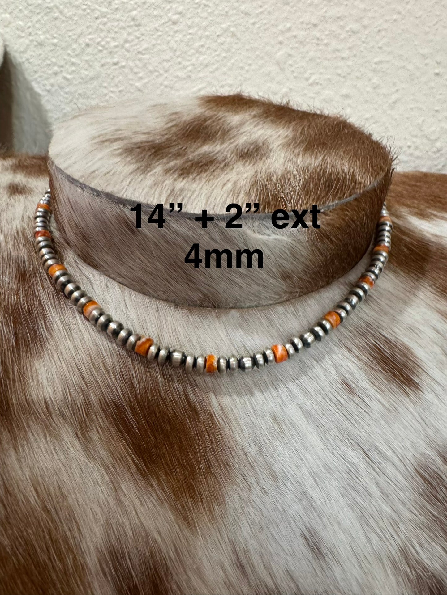 Sterling Silver Pearls w/Orange Spiny Choker