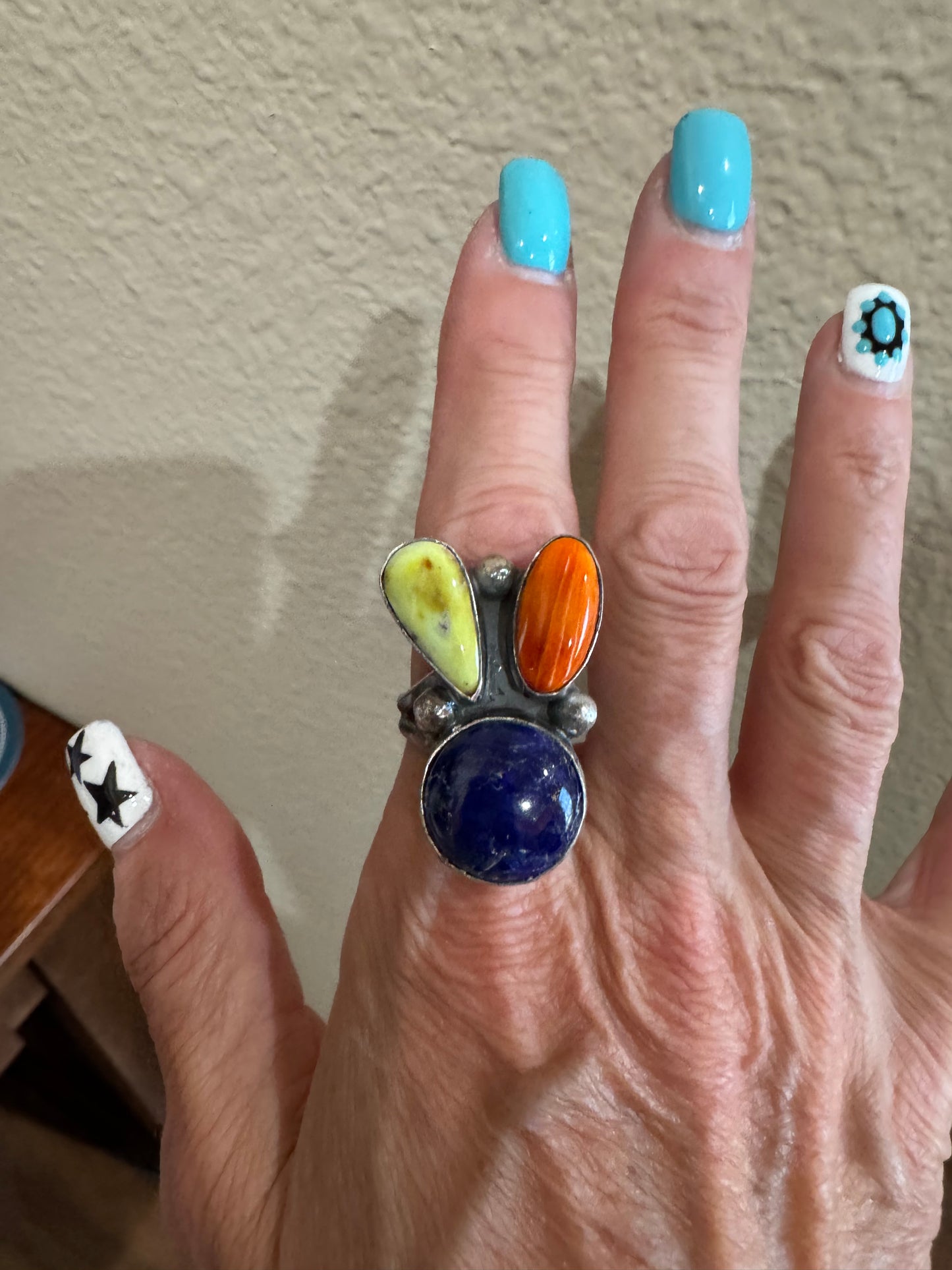 Lapis, Orange Spiny & Palomino Ring