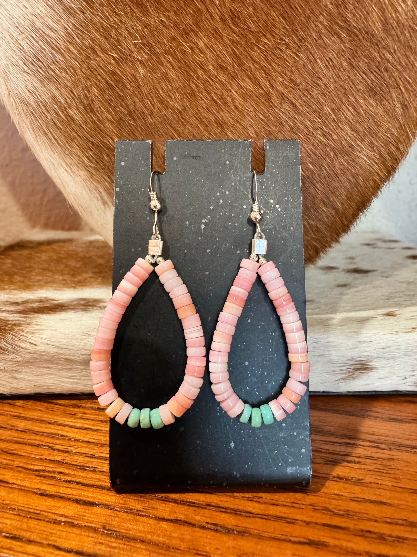 Pink Conch & Campitos Turquoise Earrings