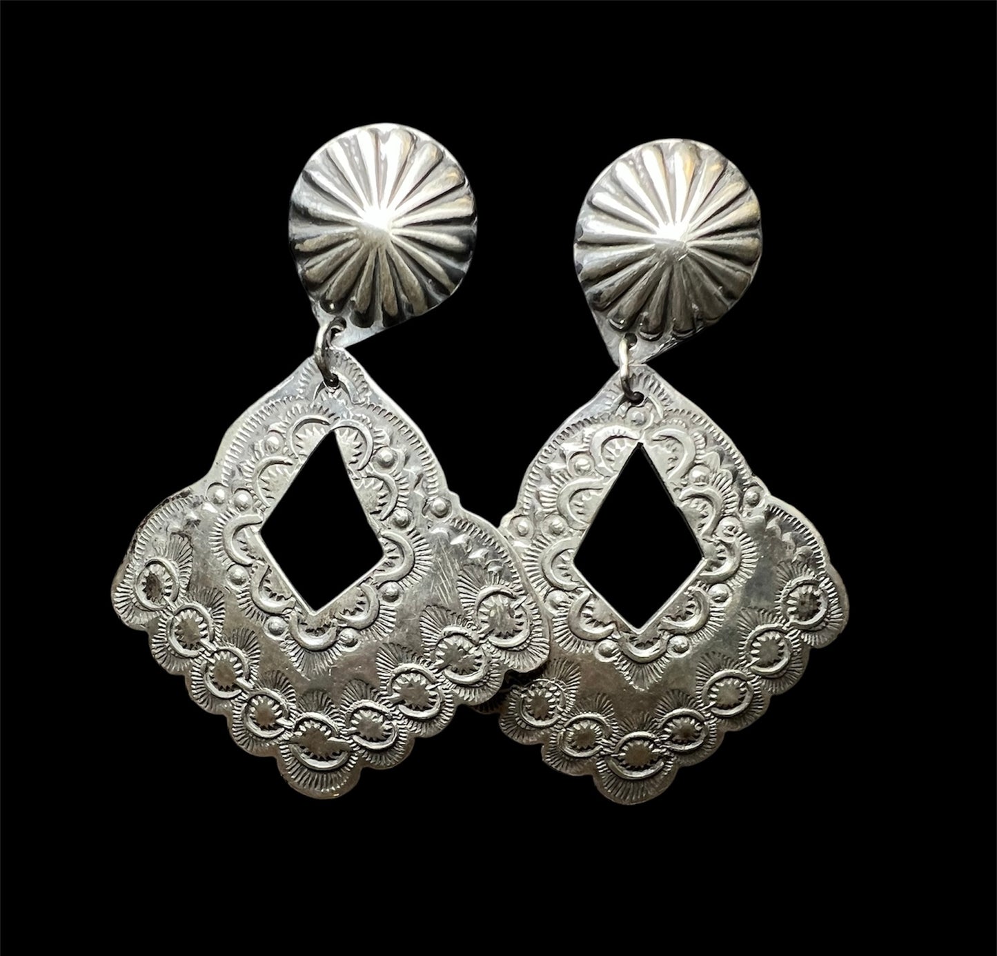 Sterling Silver Concho Earrings
