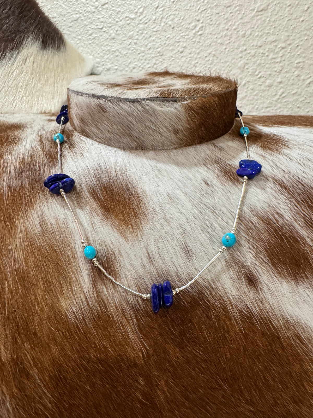 Kingman & Lapis Liquid Silver Necklace