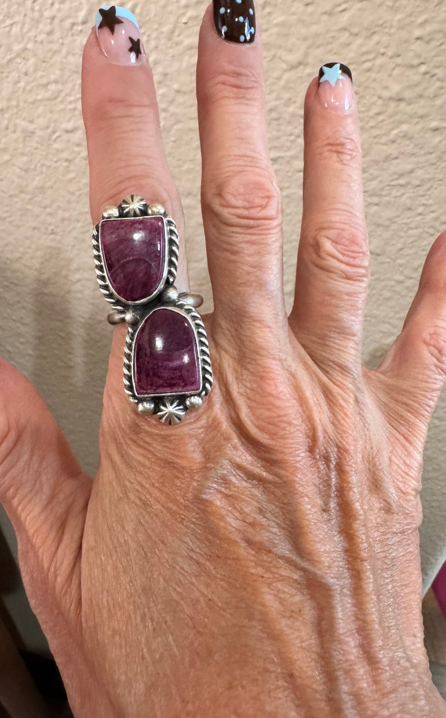 Purple Spiny 2 Stone Ring
