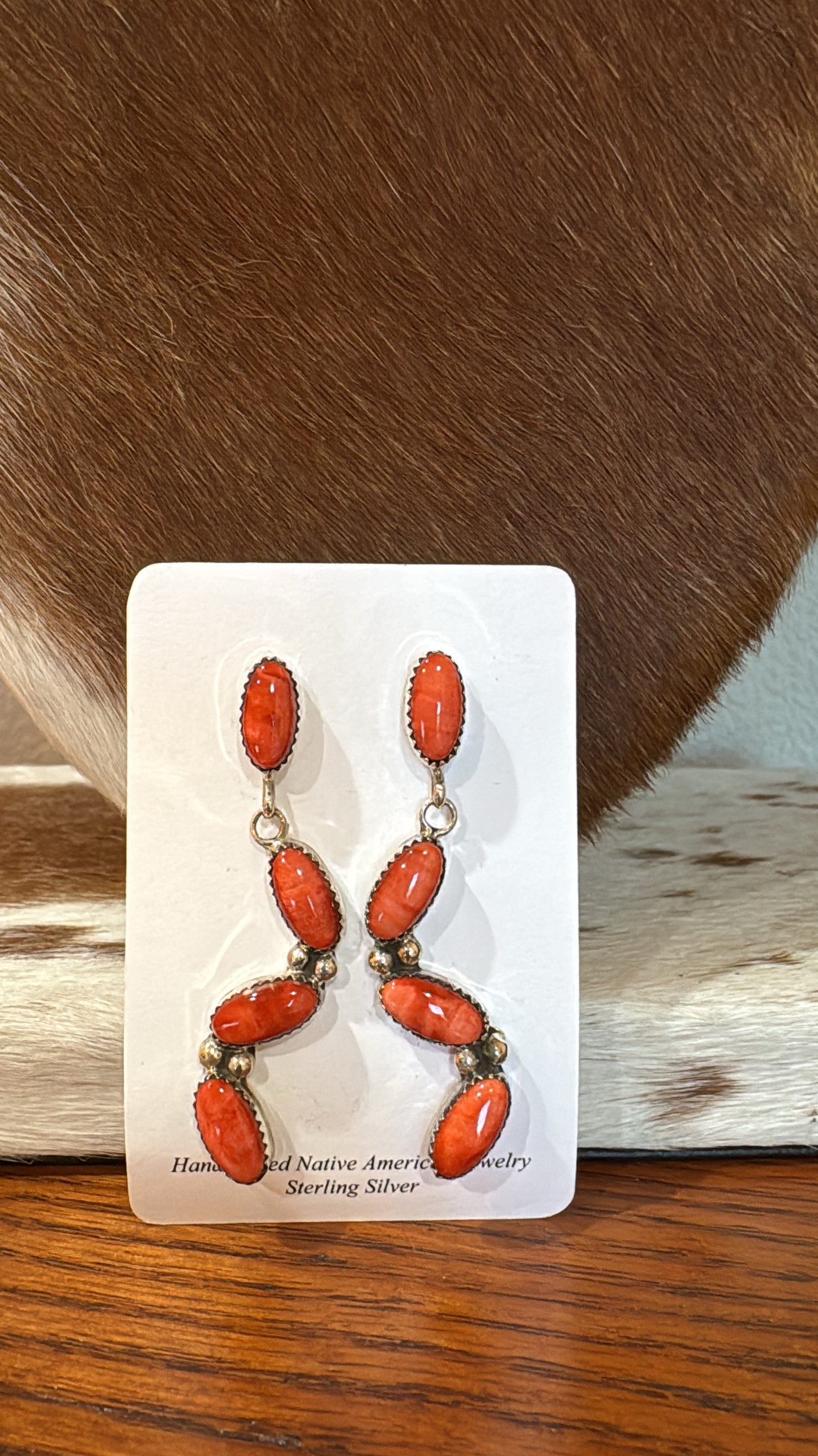 Red Spiny Zigzag Earrings