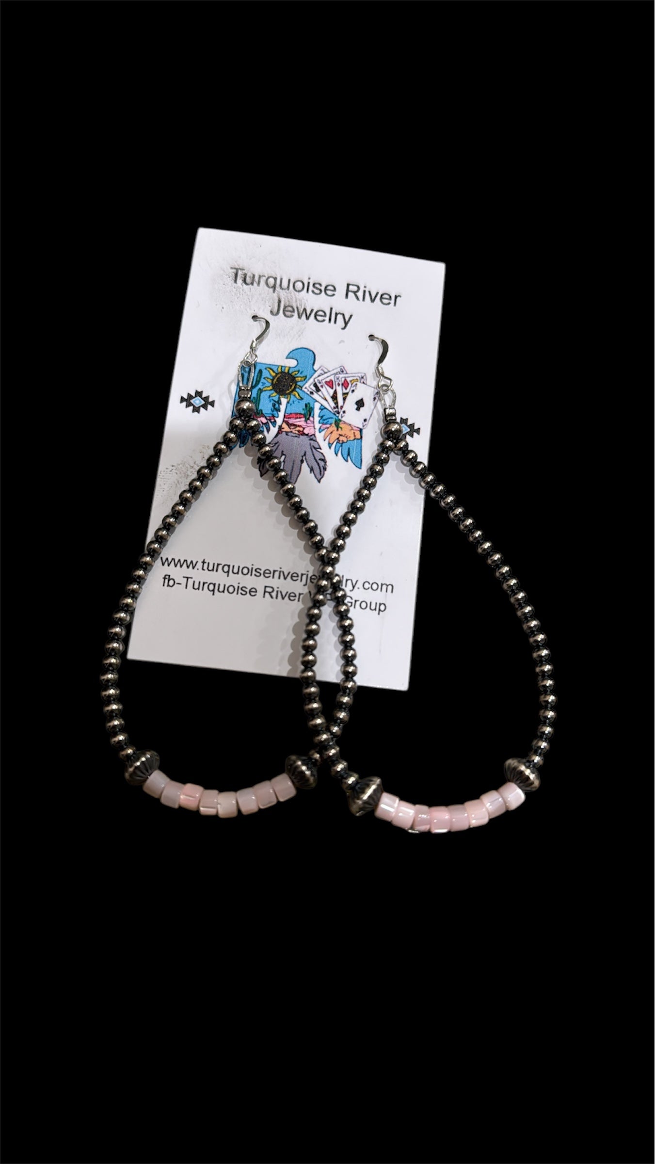 Sterling Silver & Pink Conch Hoop Earrings