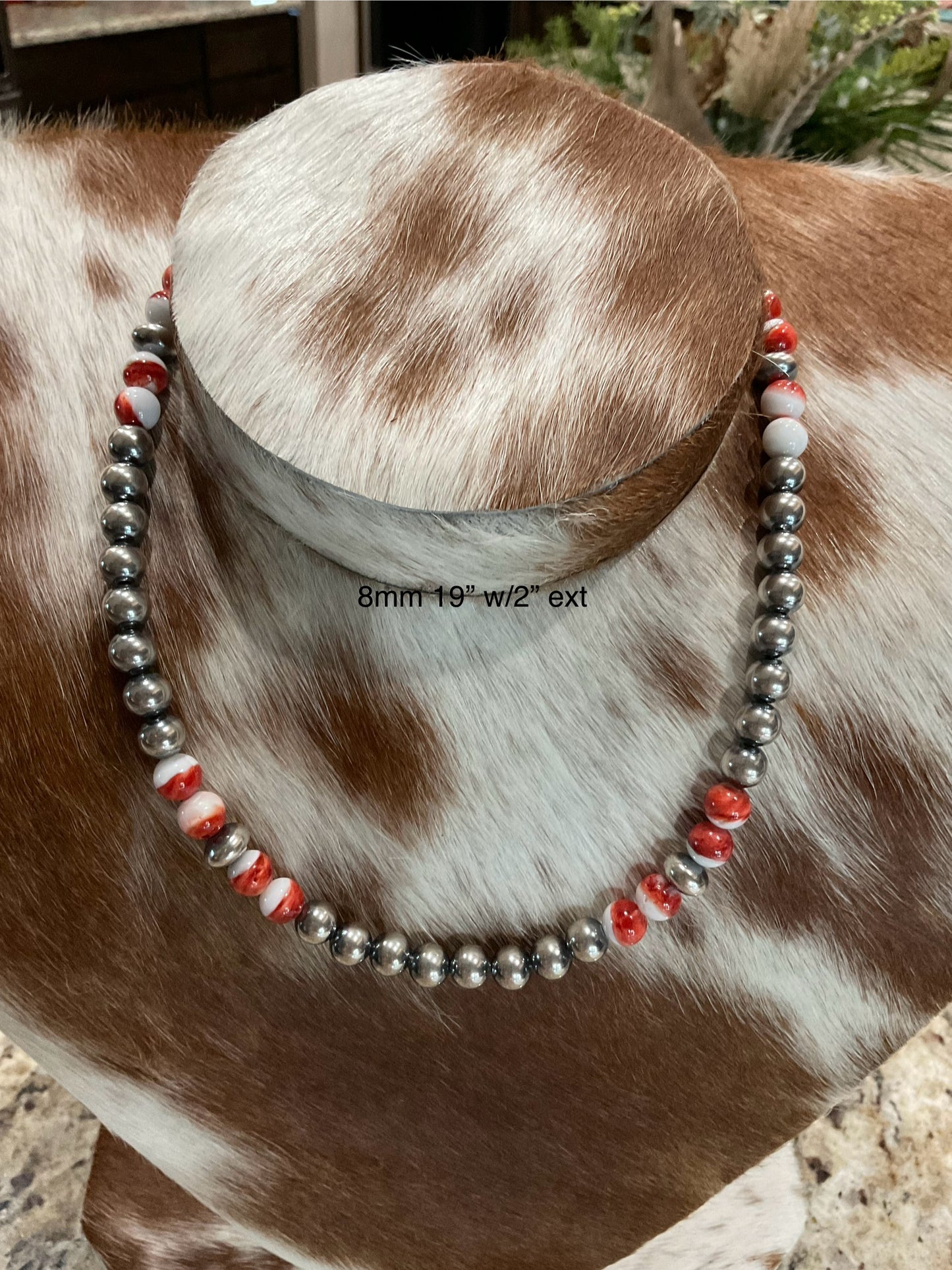 Sterling Silver Pearls w/Red Spiny Oyster