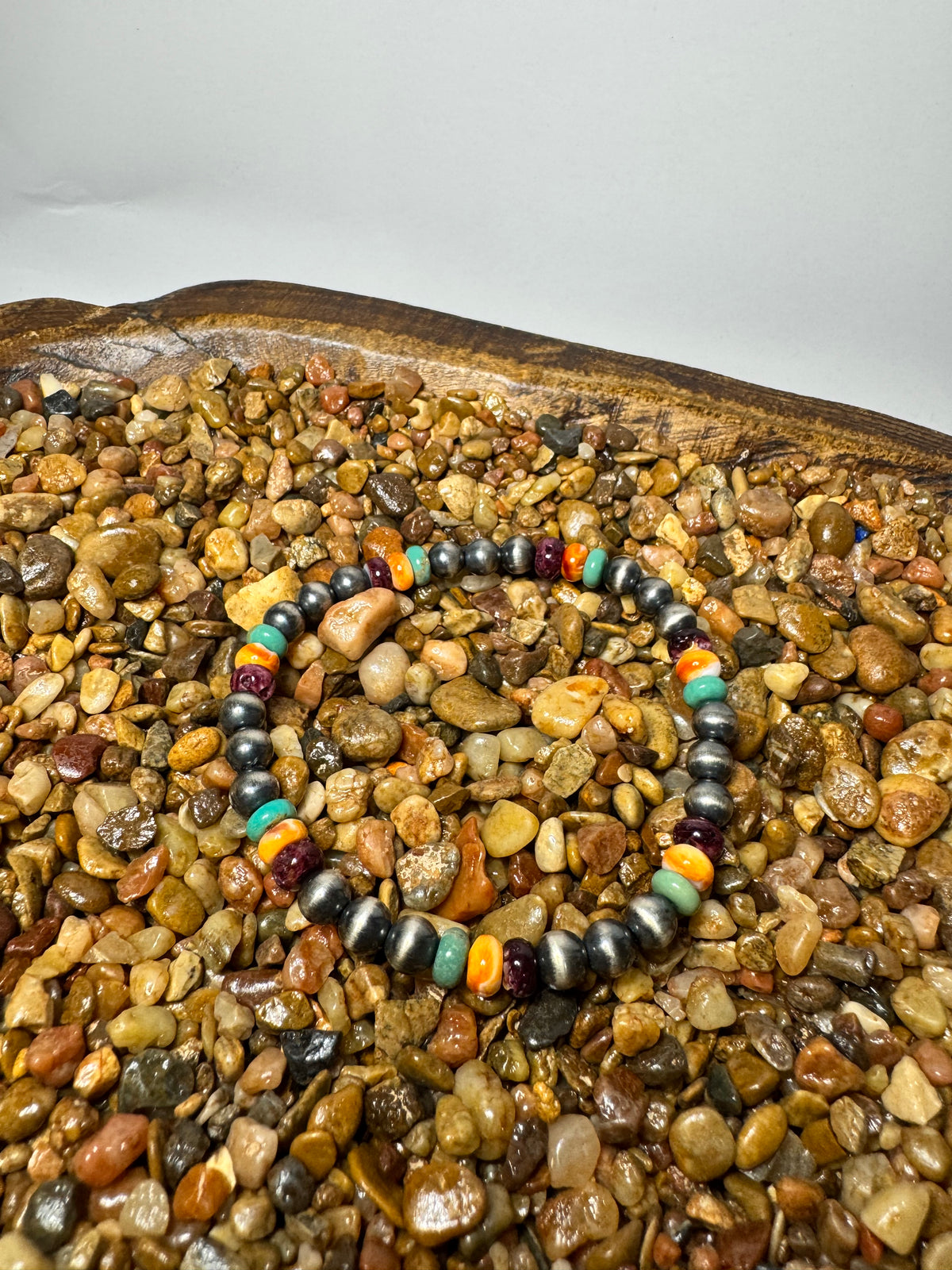 Sterling Silver Pearl w/Turquoise & Spiny Stretchy Bracelet