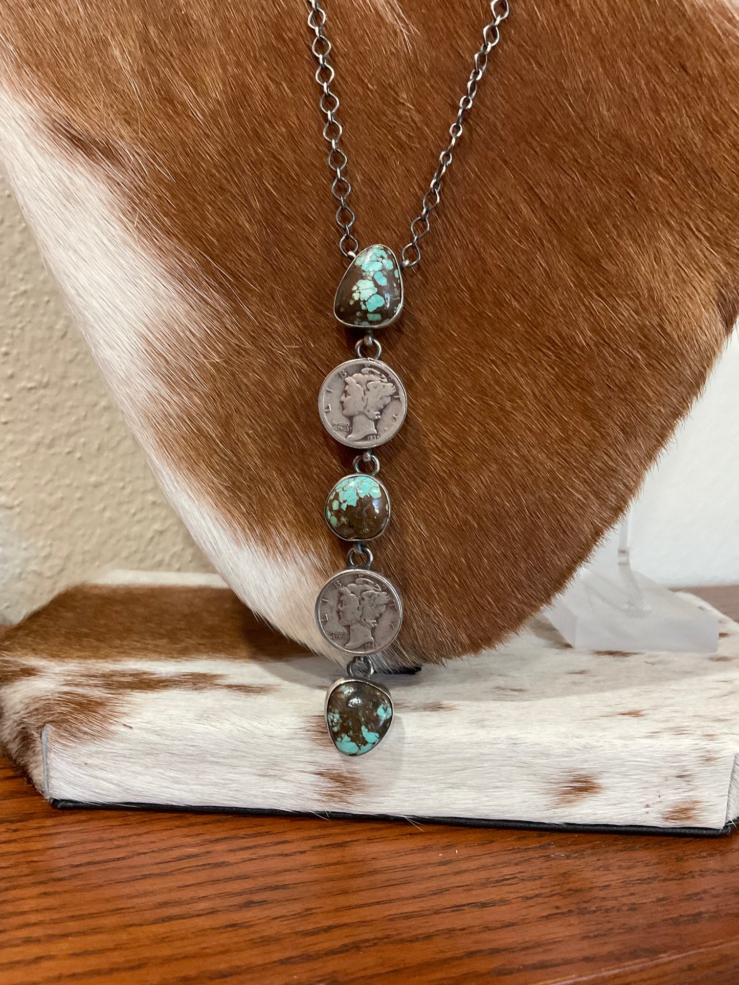#8 Turquoise & Mercury Dime Lariat