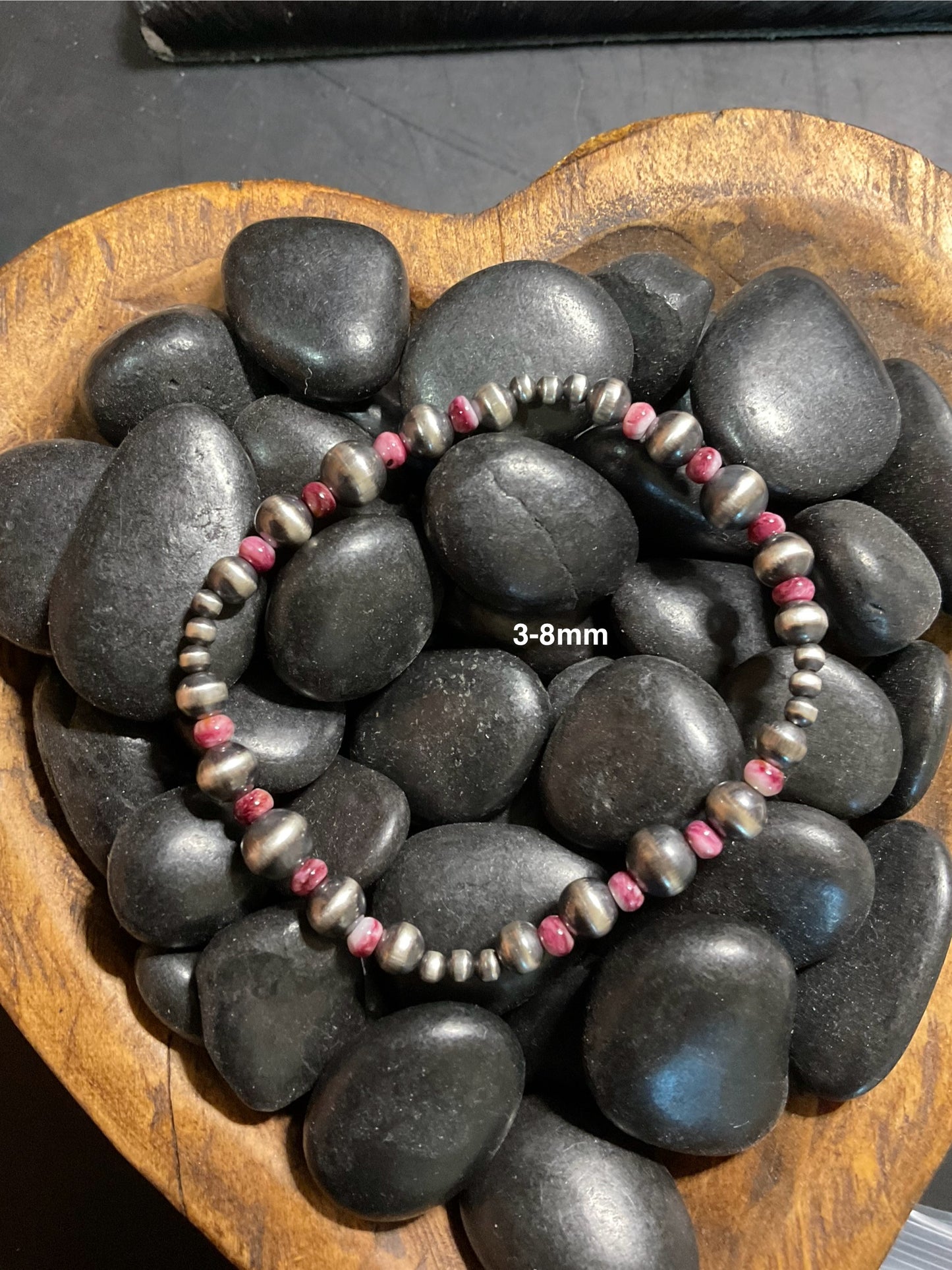 Sterling Silver Pearls & Purple Spiny Stretchy Bracelet