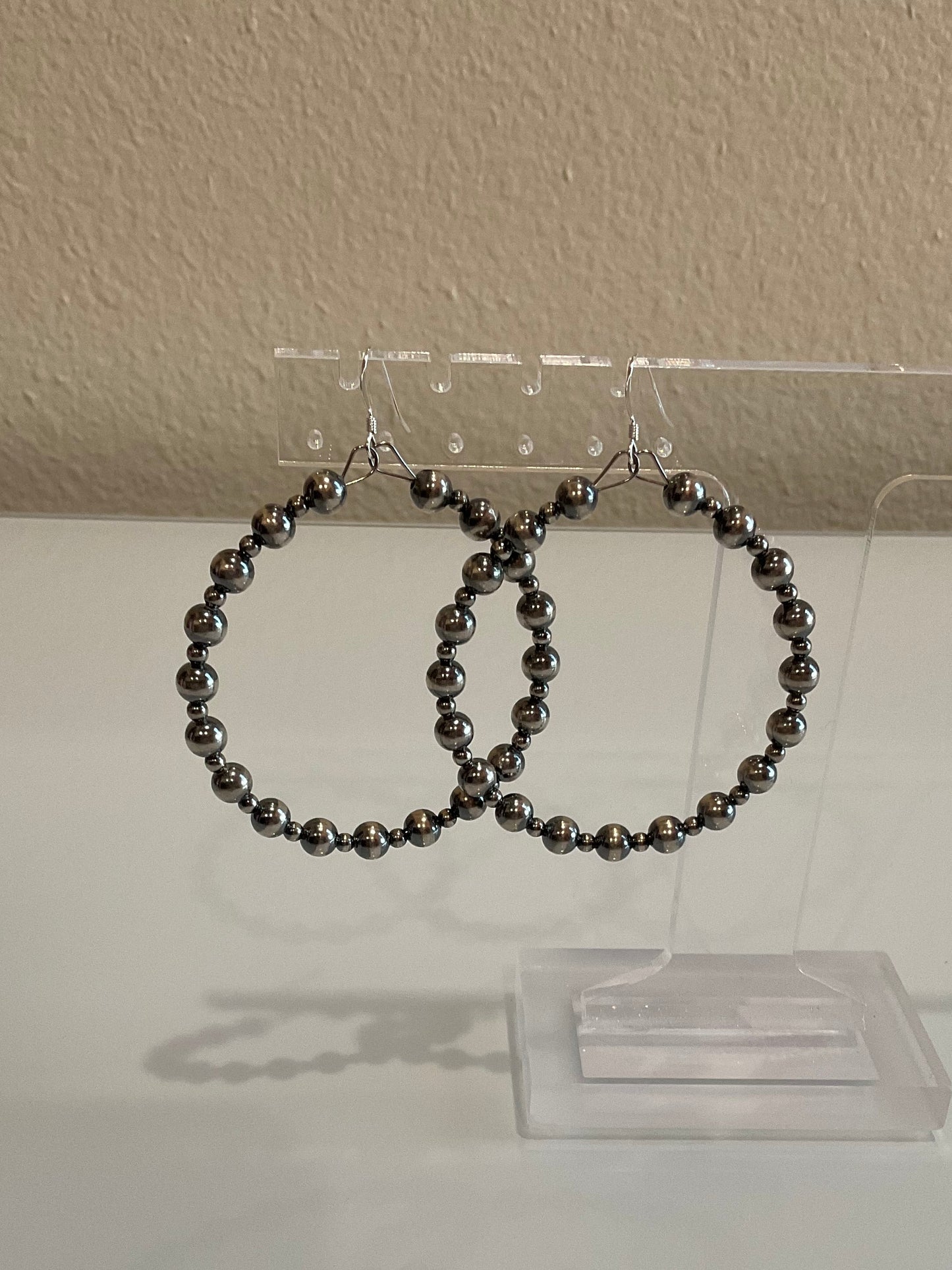 Sterling Silver Pearl Hoop Earrings