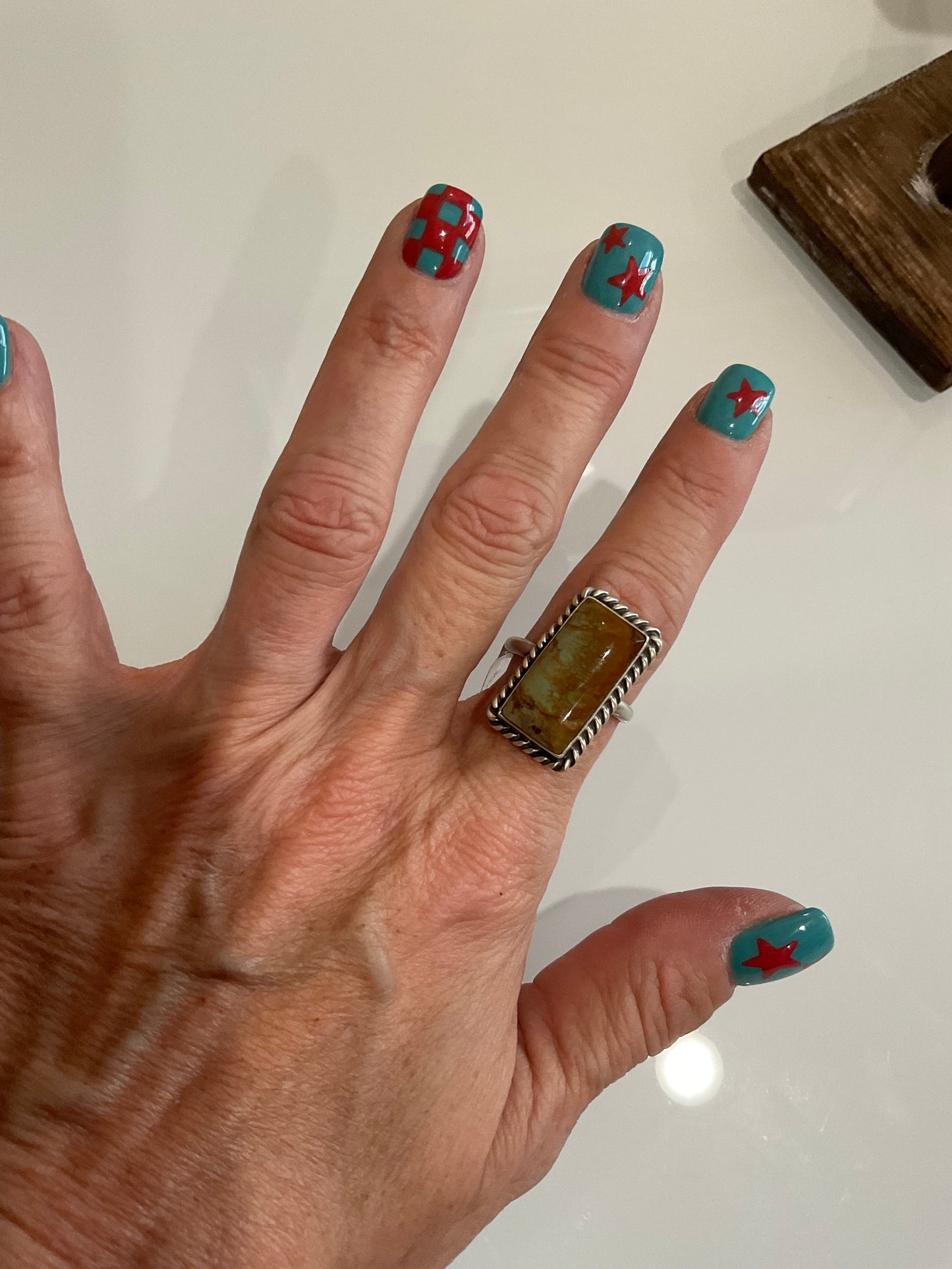 Rectangle Green Kingman Ring