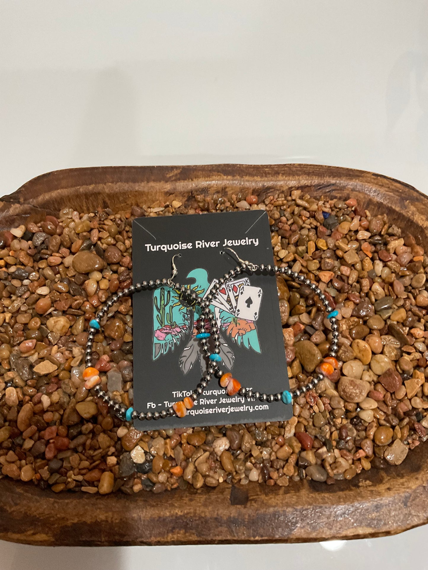 Kingman & Orange Spiny Pearl Hoop Earrings