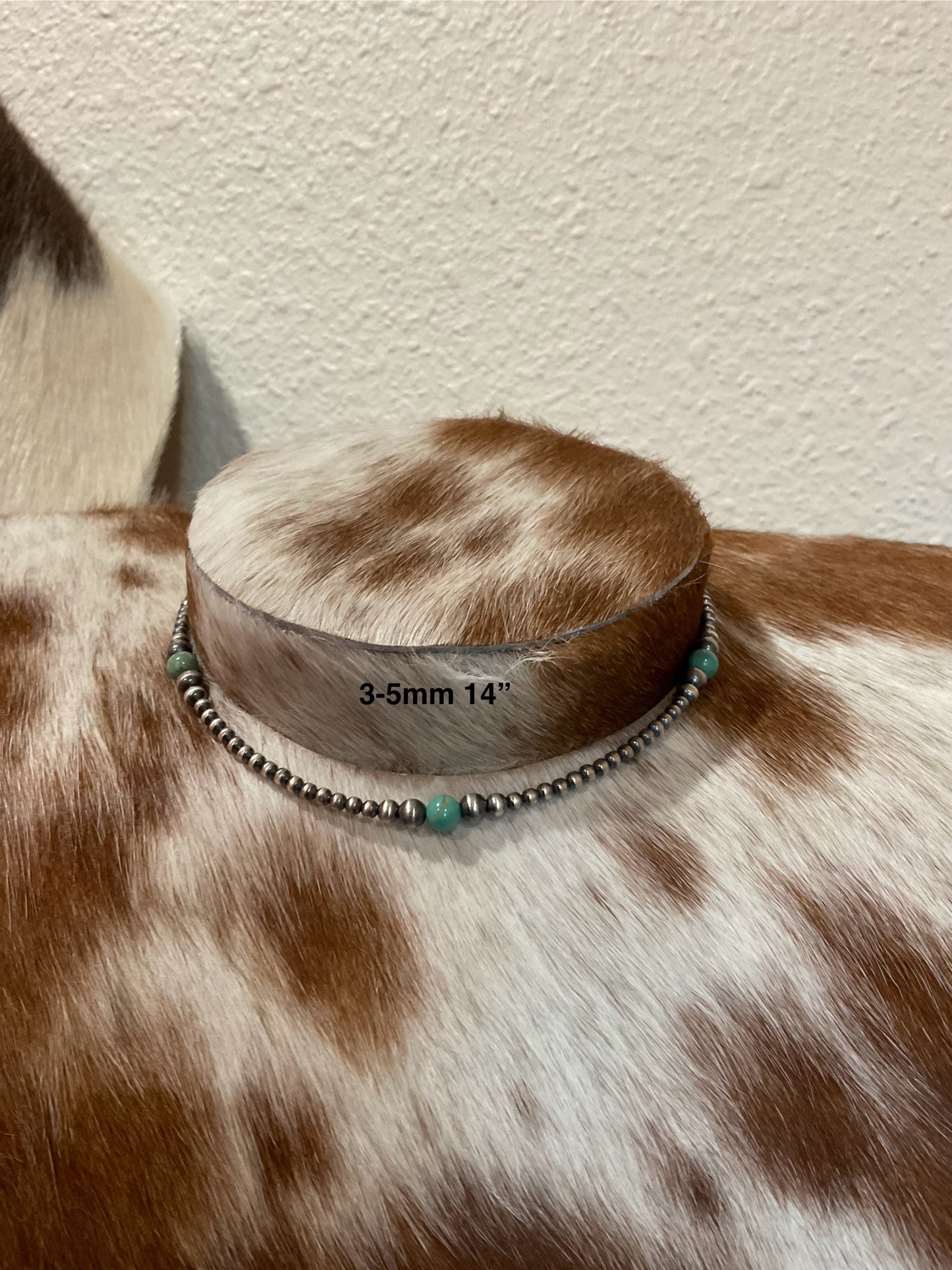 Sterling Silver Pearls w/Green Kingman Choker