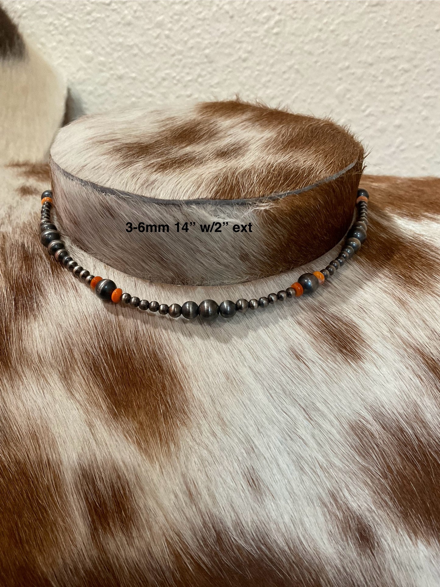 Sterling Silver Pearls w/Orange Spiny Oyster Choker