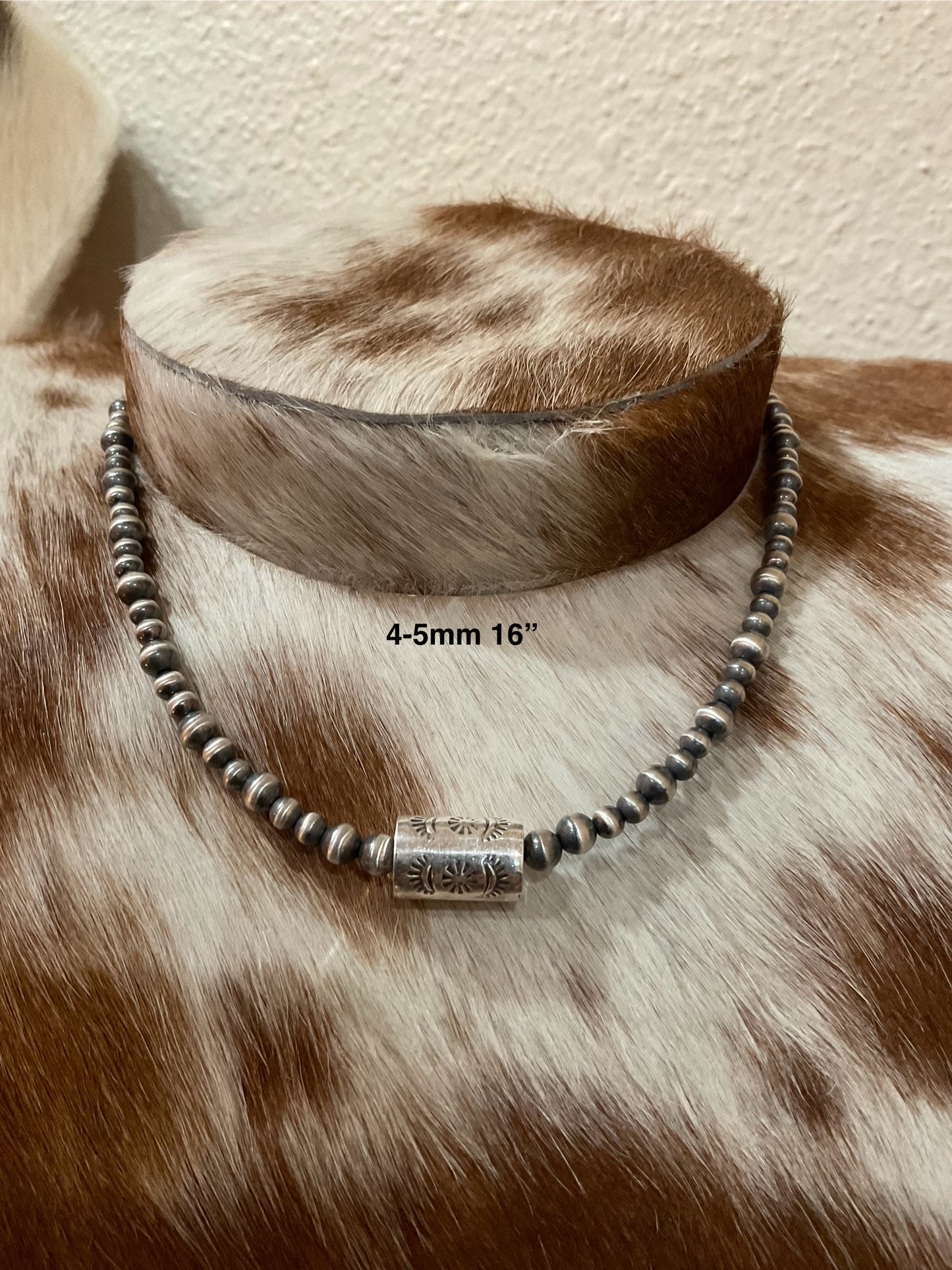 Sterling Silver Pearl & Barrel Bead Necklace
