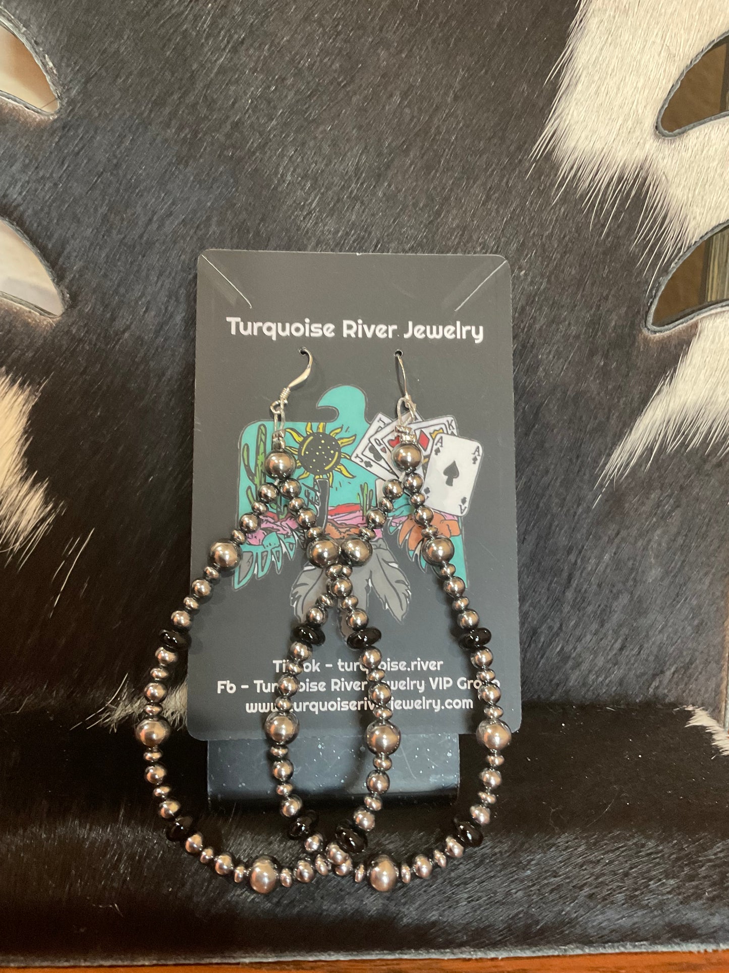 Black Onyx Pearl Hoop Earrings