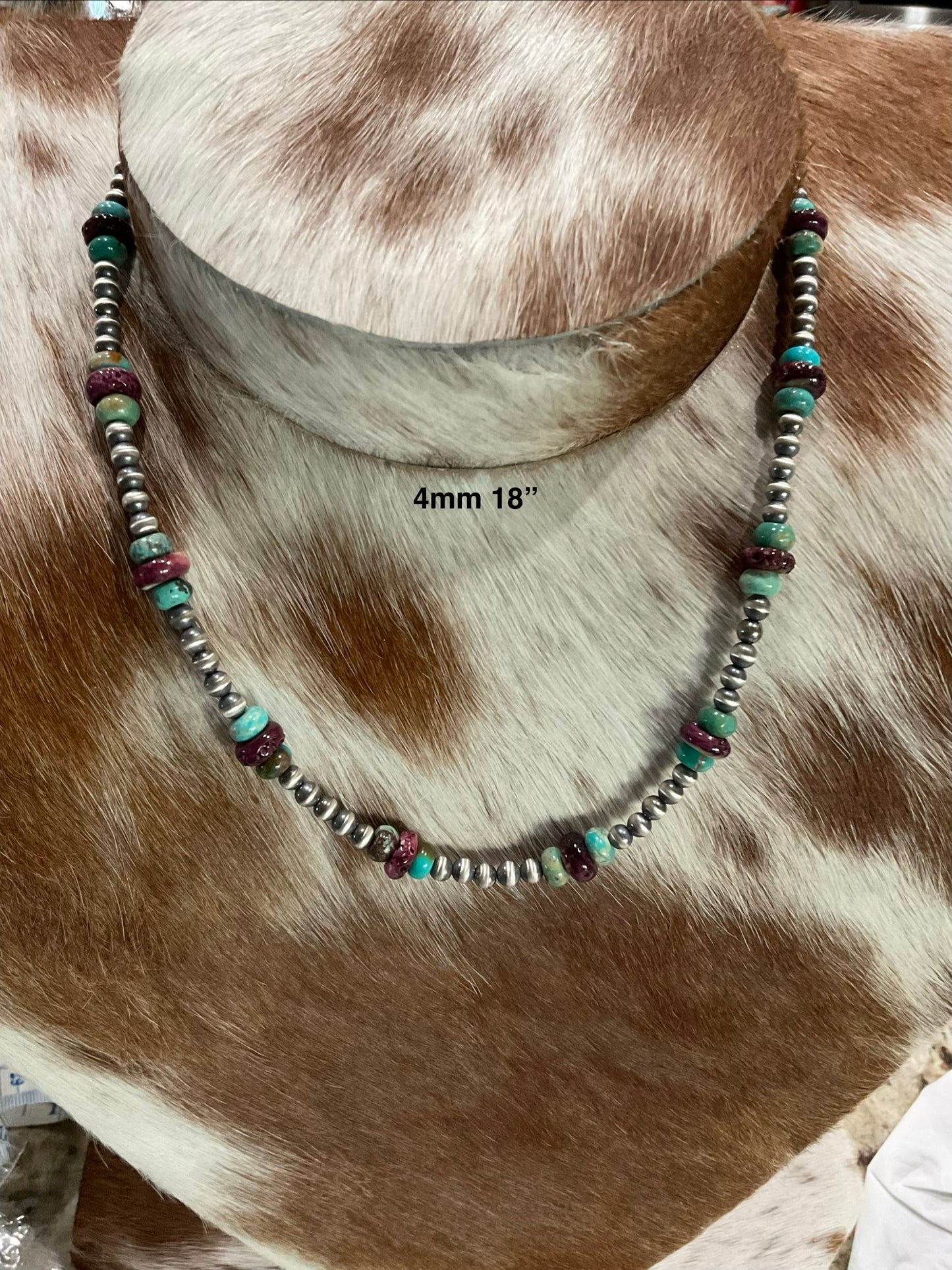 Sterling Silver Pearls w/Turquoise & Purple Spiny