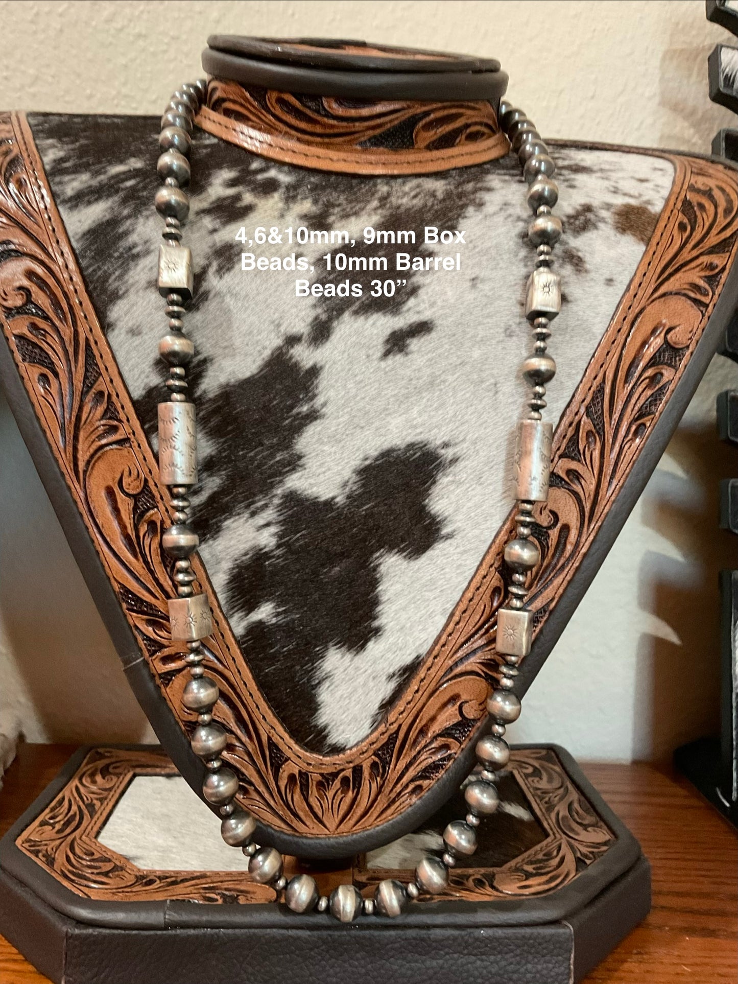 30” Sterling Silver Pearls w/Barrel & Box Beads