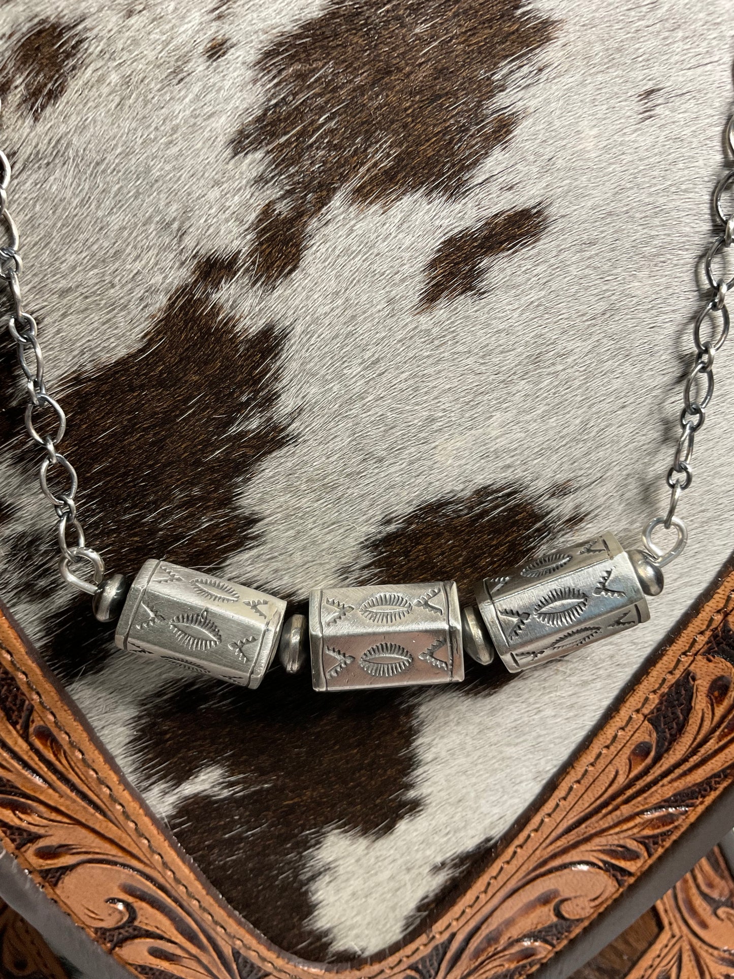 Sterling Silver Barrel Bead Necklace