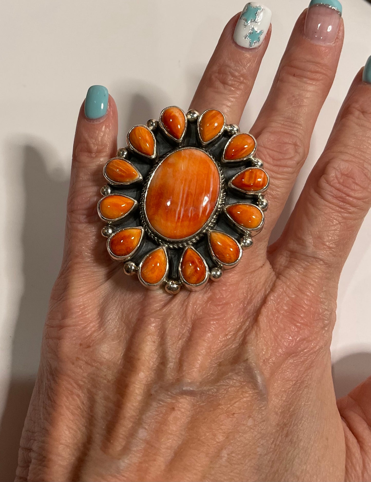 Orange Spiny Cluster Ring
