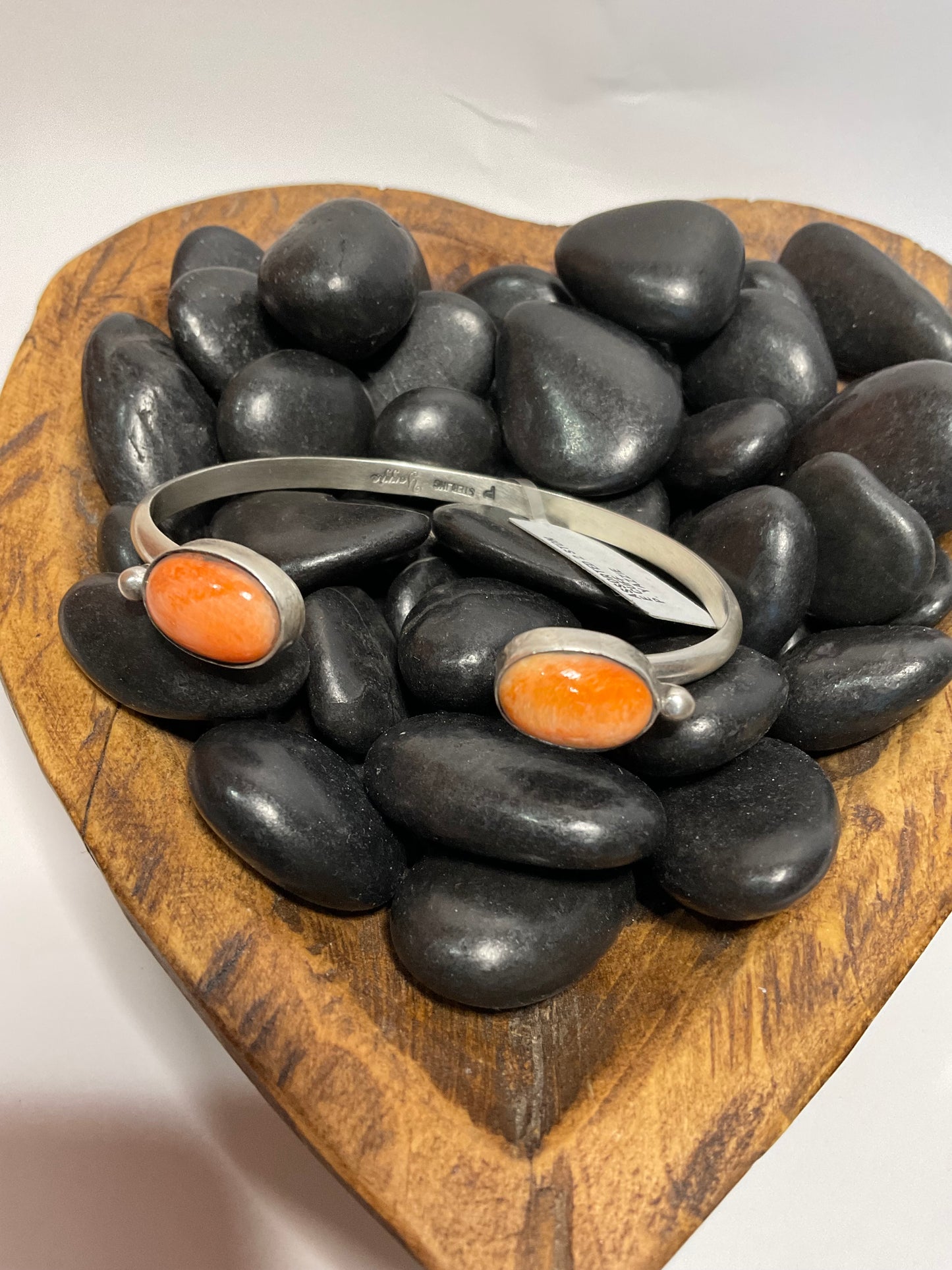 Orange Spiny 2 Stone Reverse Cuff