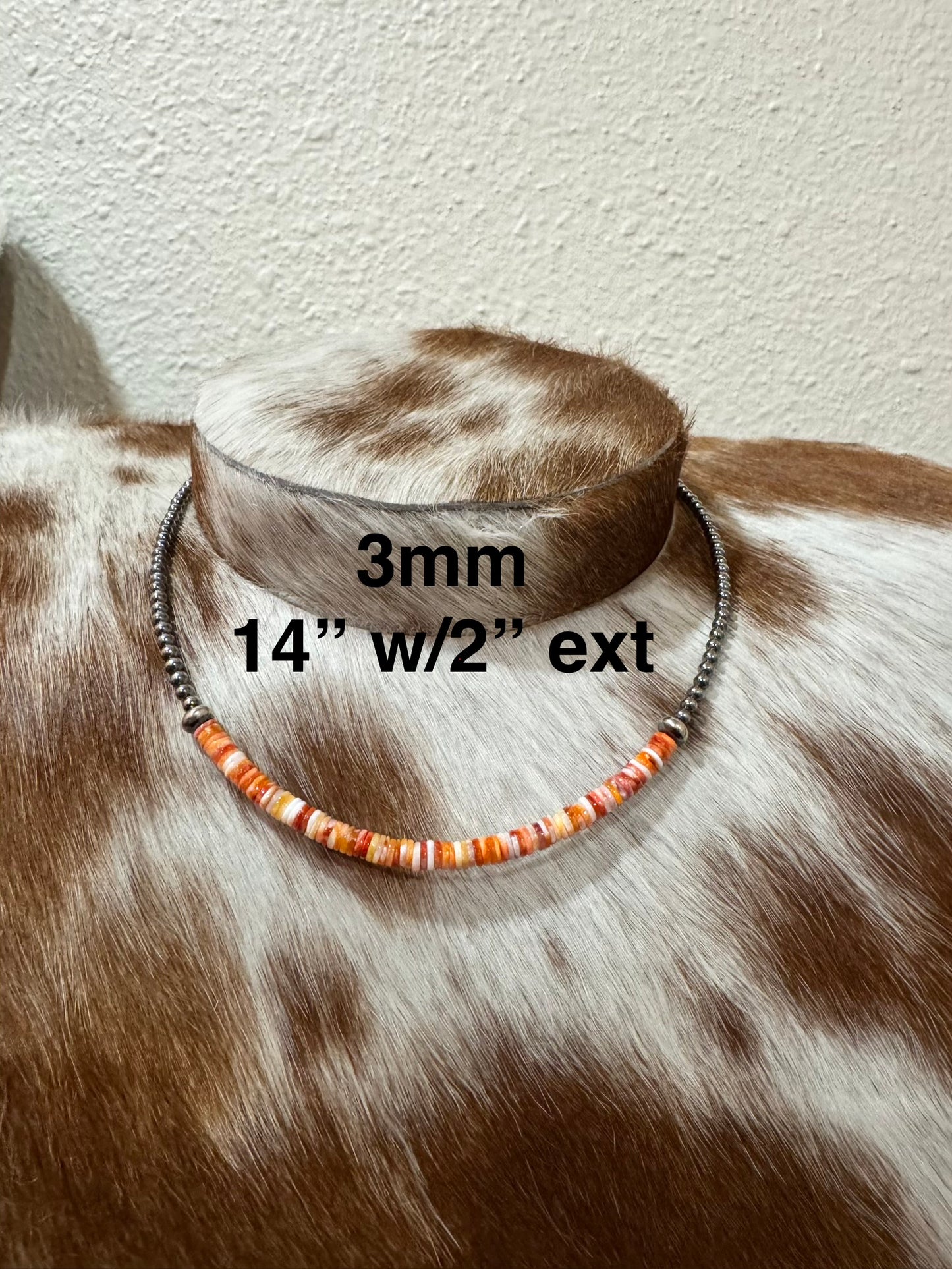 Sterling Silver Pearls w/Orange Spiny Choker