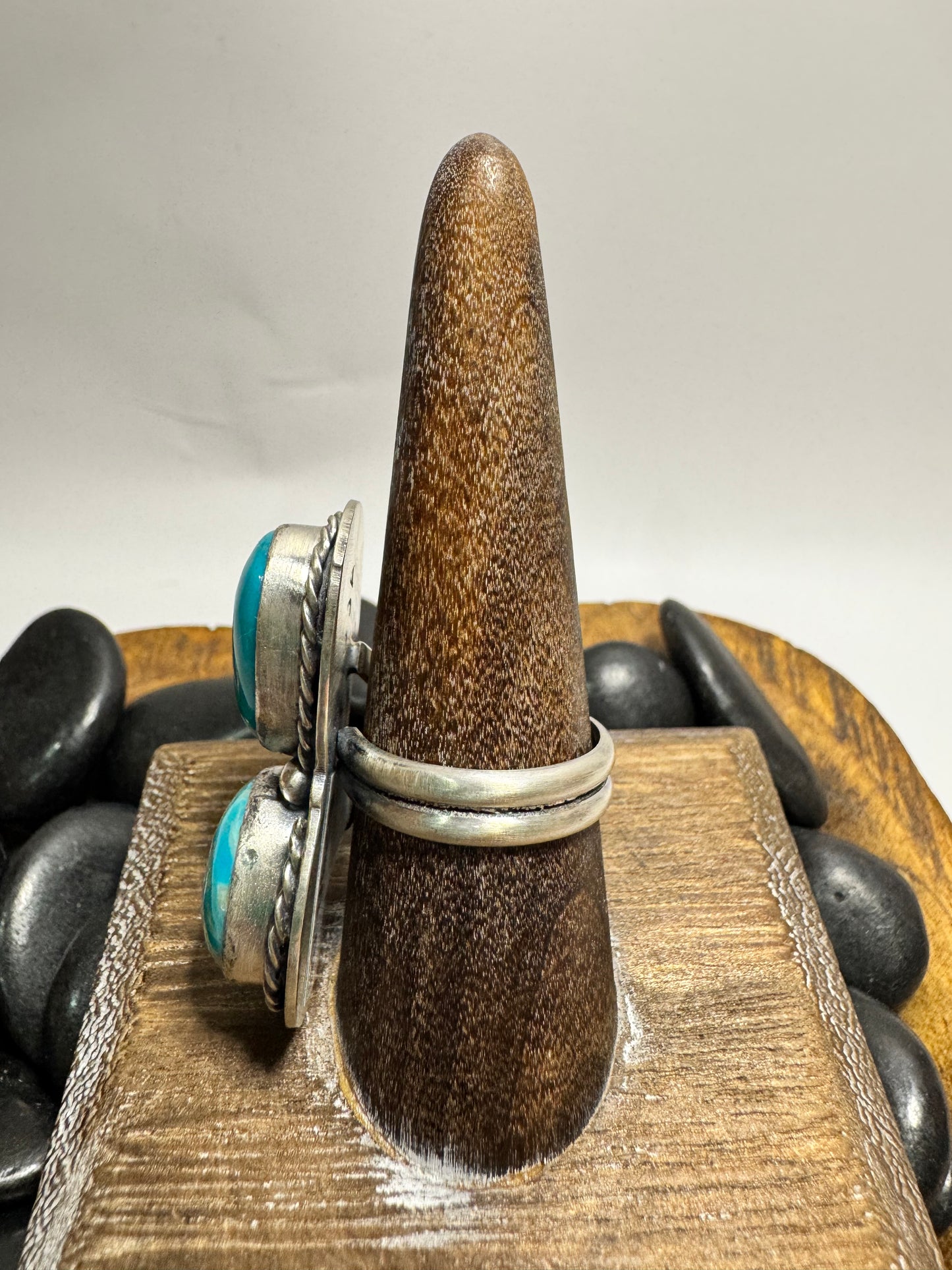 Kingman Turquoise 2 Stone Ring