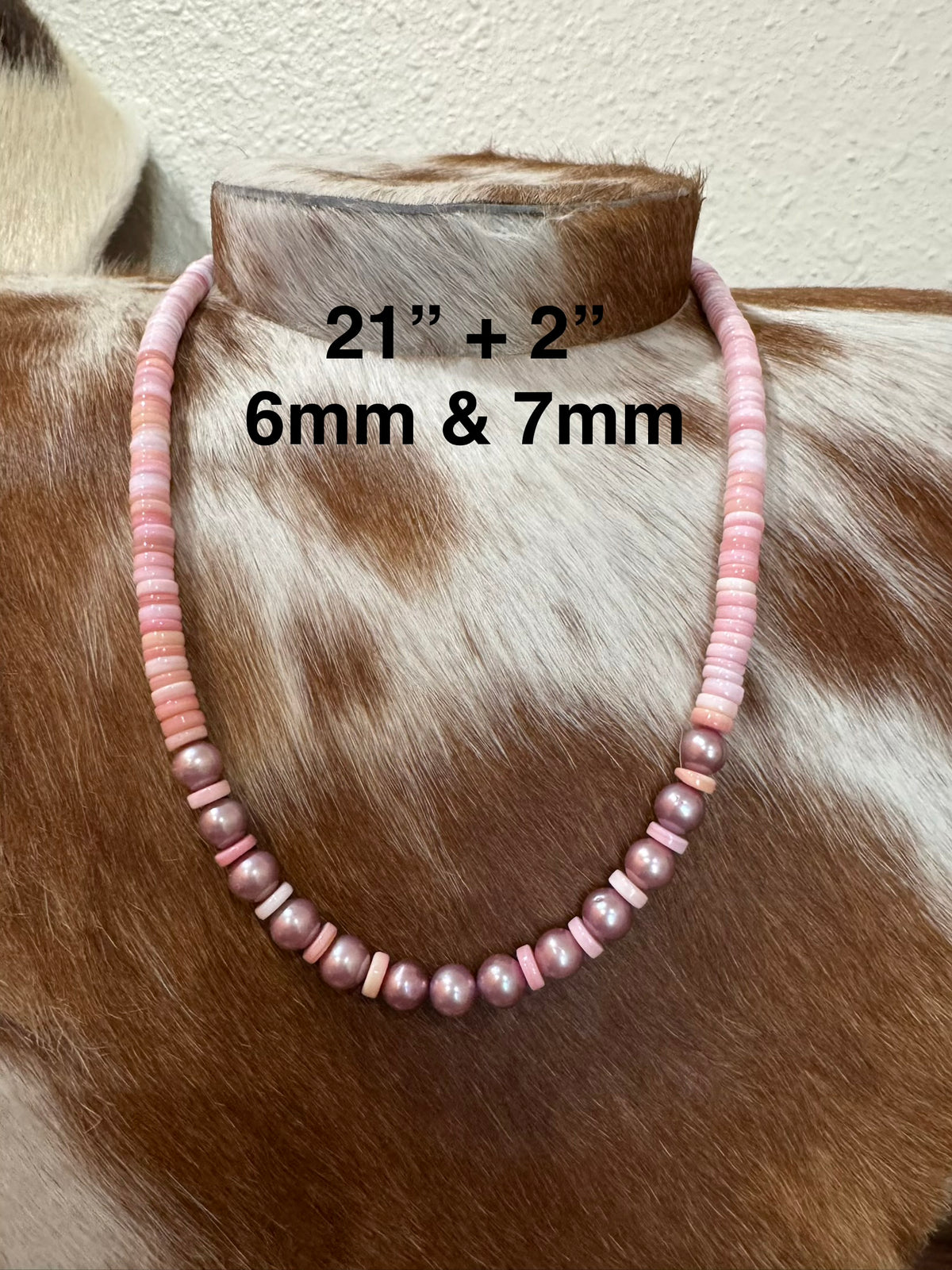 Pink Conch & Purple Mother of Pearl Necklace