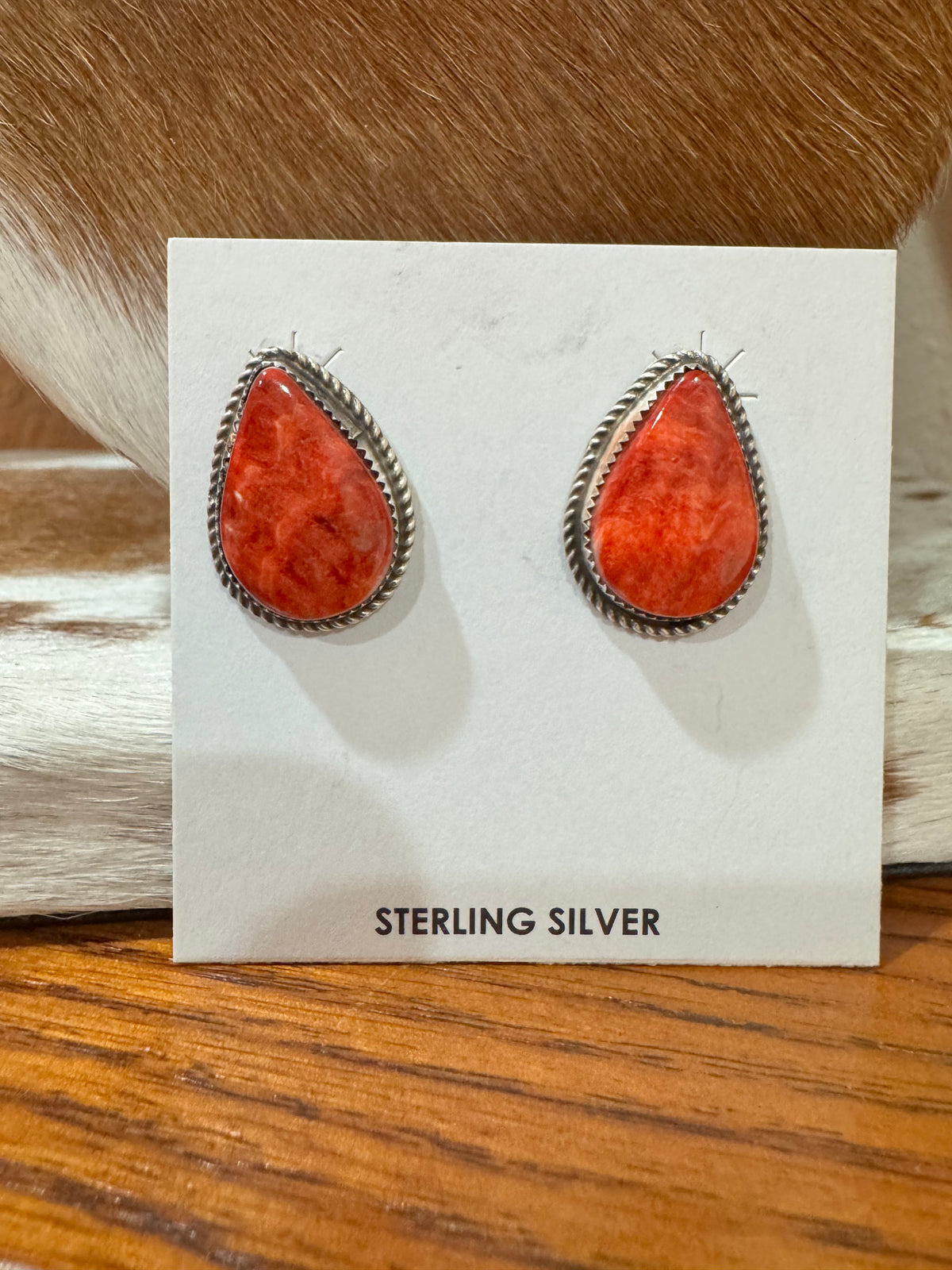 Red Spiny Stud Earrings