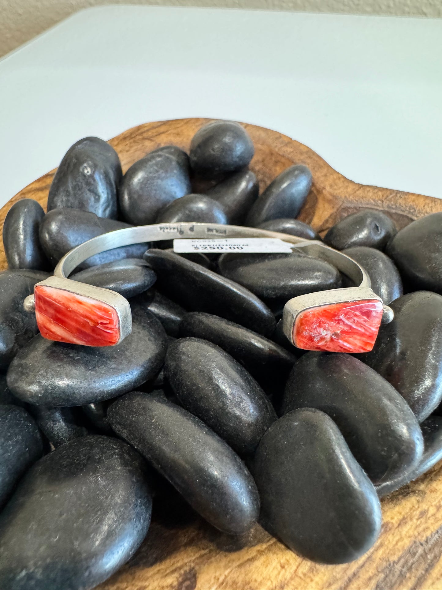 Red Spiny 2 Stone Reverse Cuff