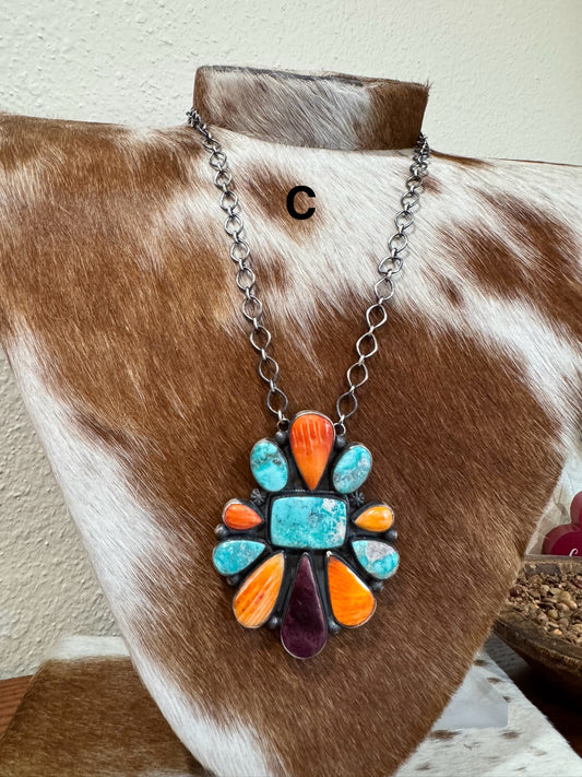 Whitewater Turquoise & Spiny Oyster XL Cluster Necklace