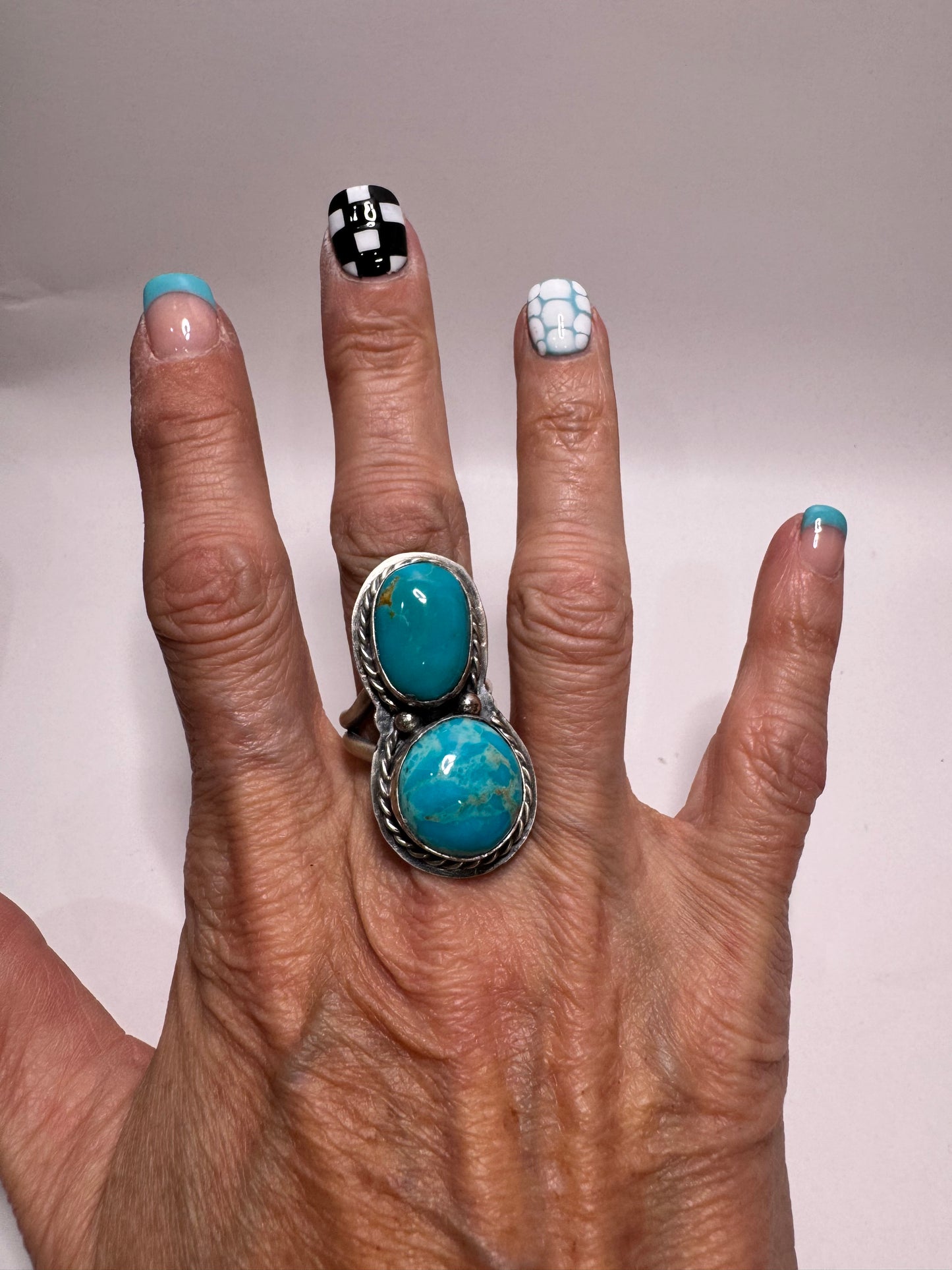 Kingman Turquoise 2 Stone Ring