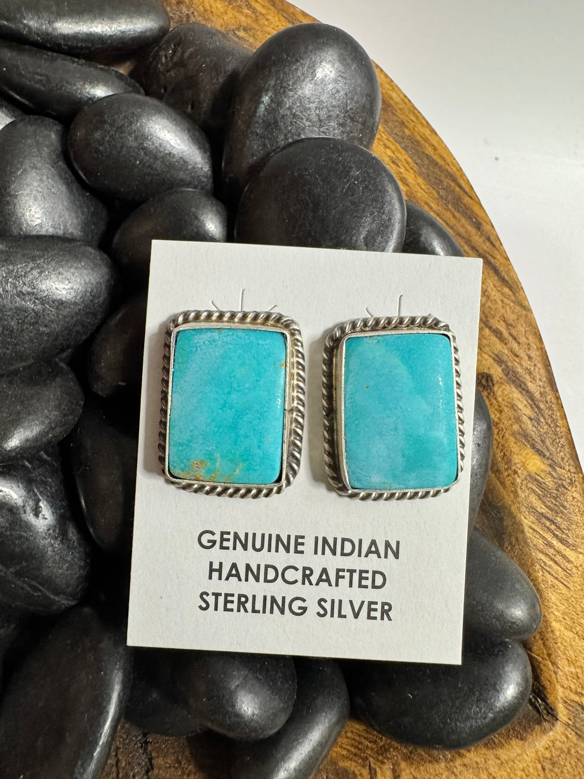 Rectangle Kingman Stud Earrings