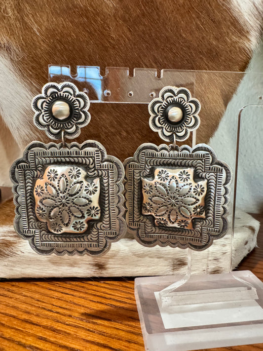 Flower Cross Concho Earrings