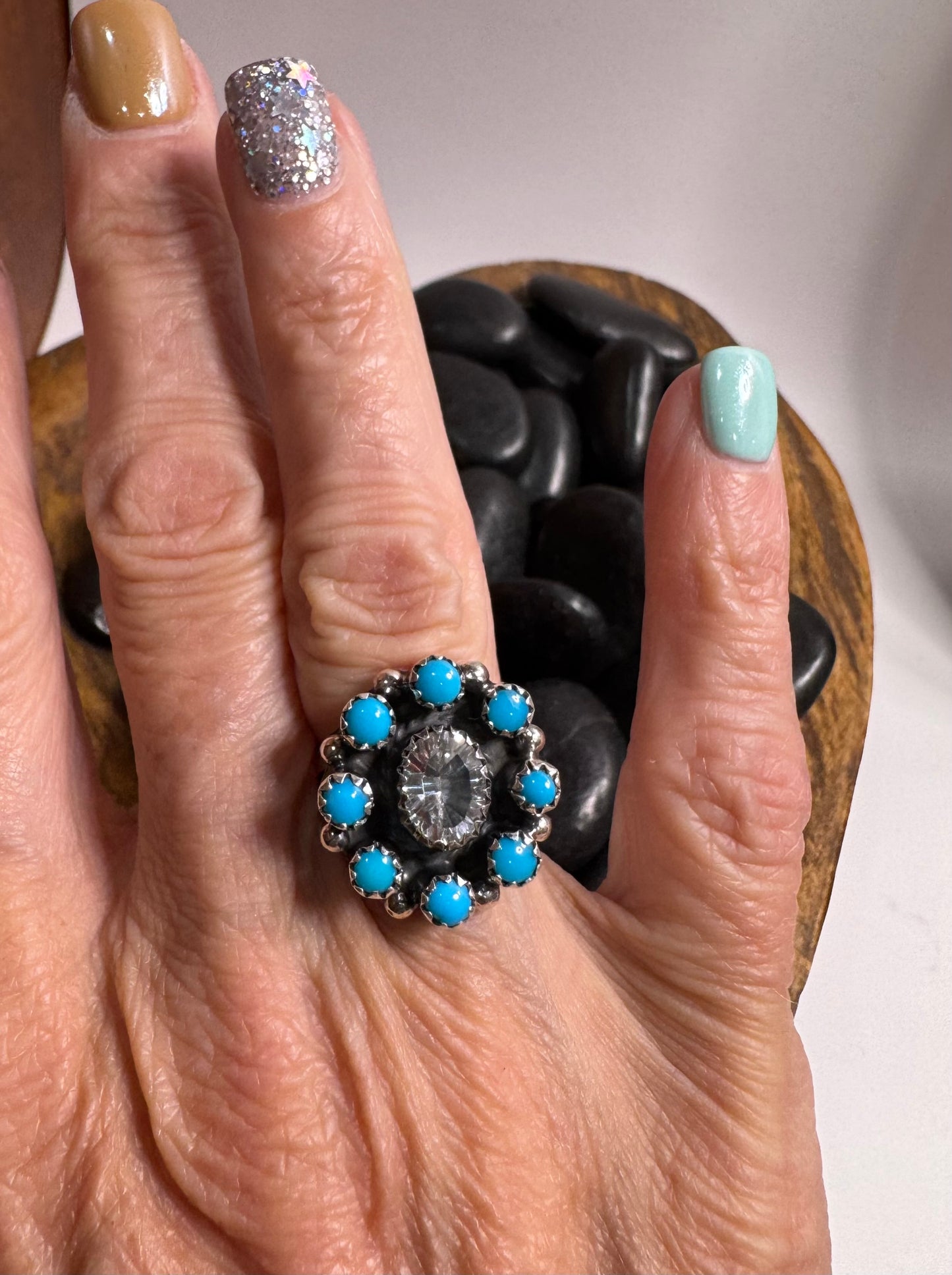 Sleeping Beauty & CZ Cluster Ring