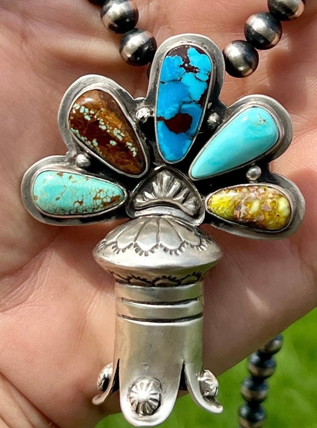 Multi Stone Squash Bell Pendant