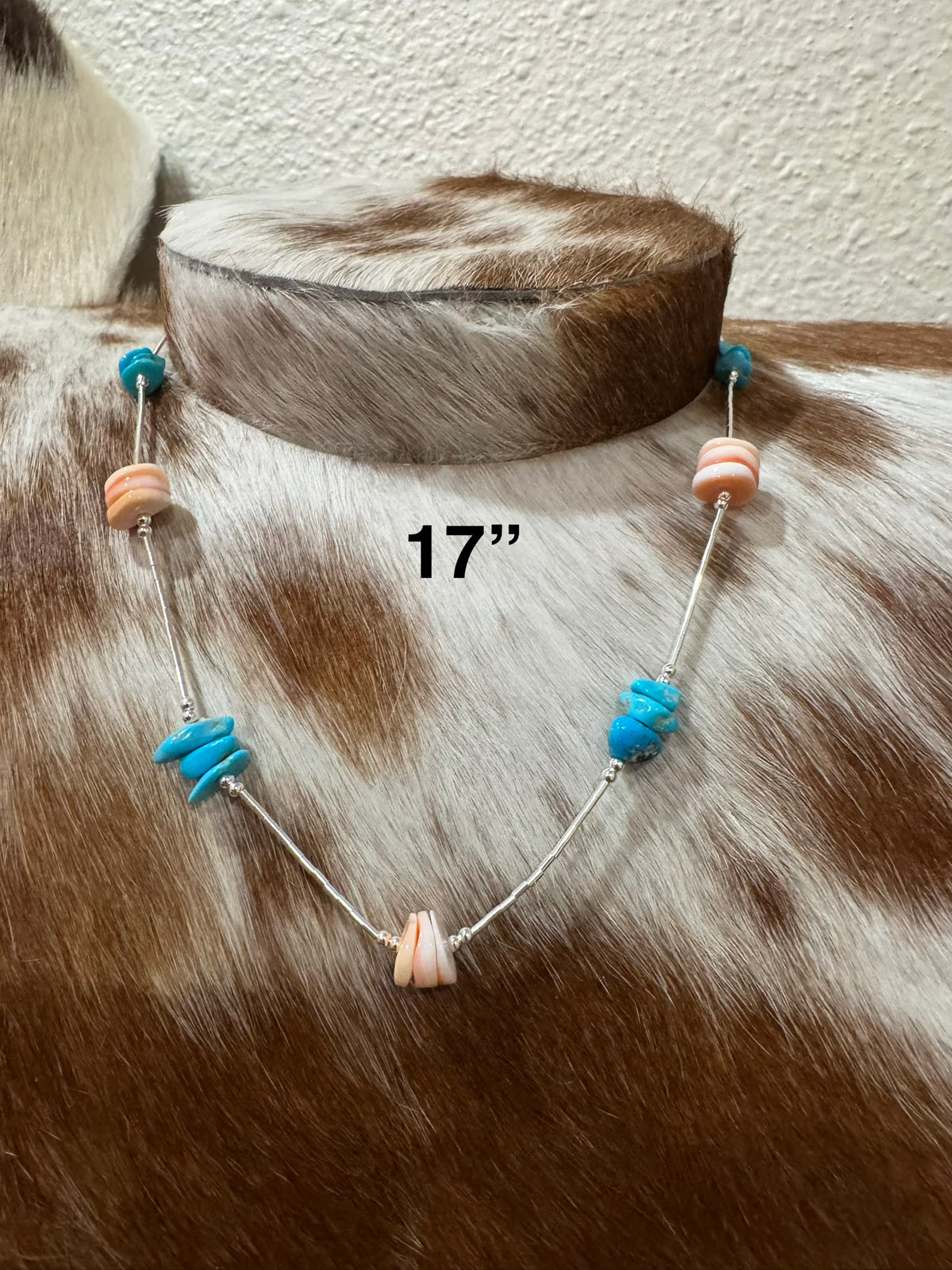 Kingman & Pink Conch Liquid Silver Necklace