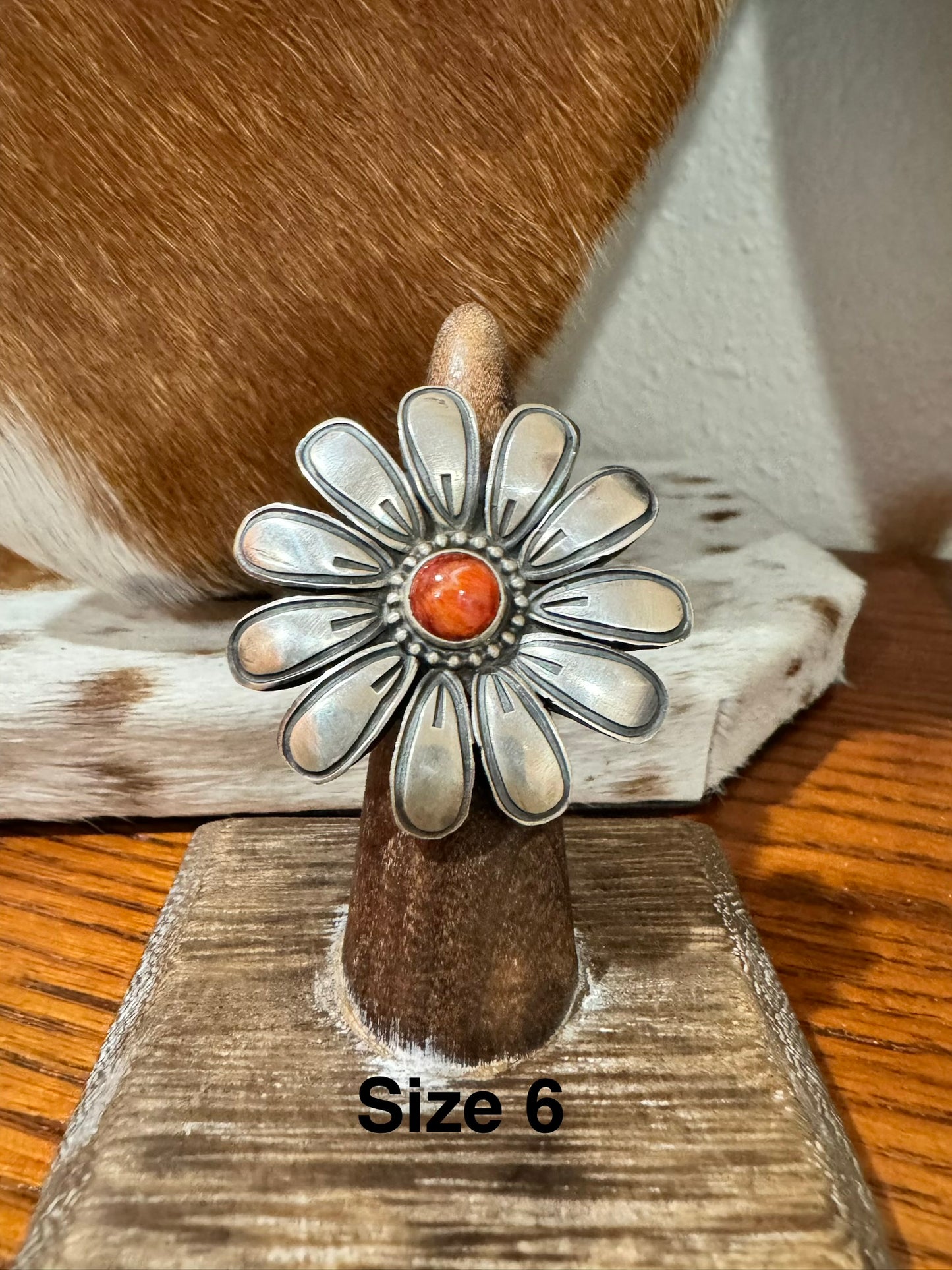 Red Spiny Daisy Ring