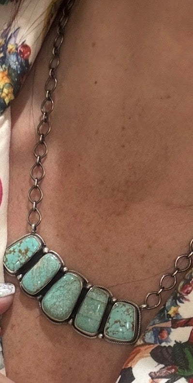 Mine #8 Turquoise Multi Stone Bar Necklace