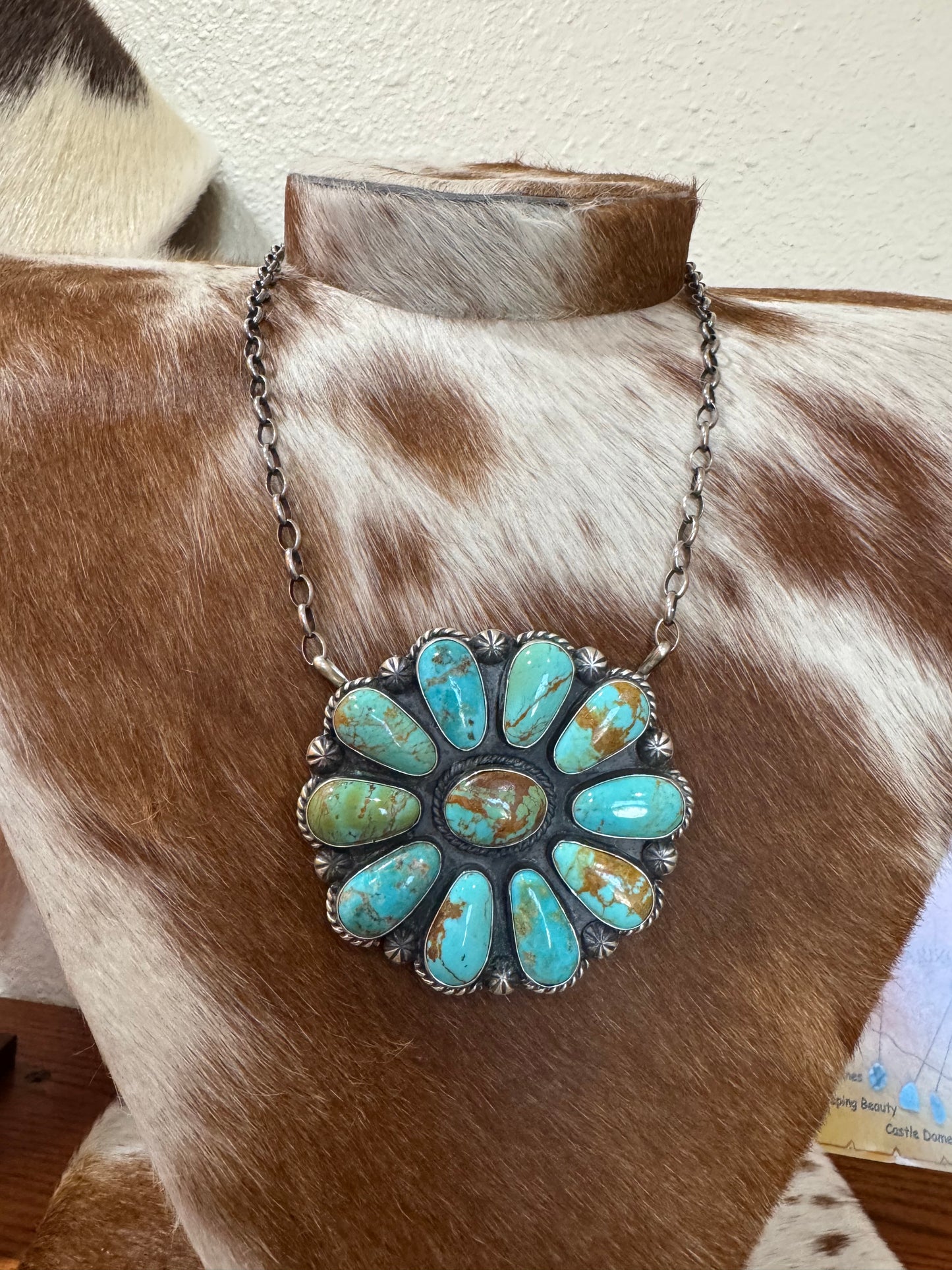 XL Kingman Turquoise Cluster Necklace