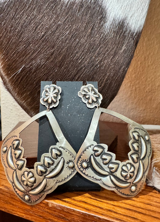 Sterling Silver Concho Earrings