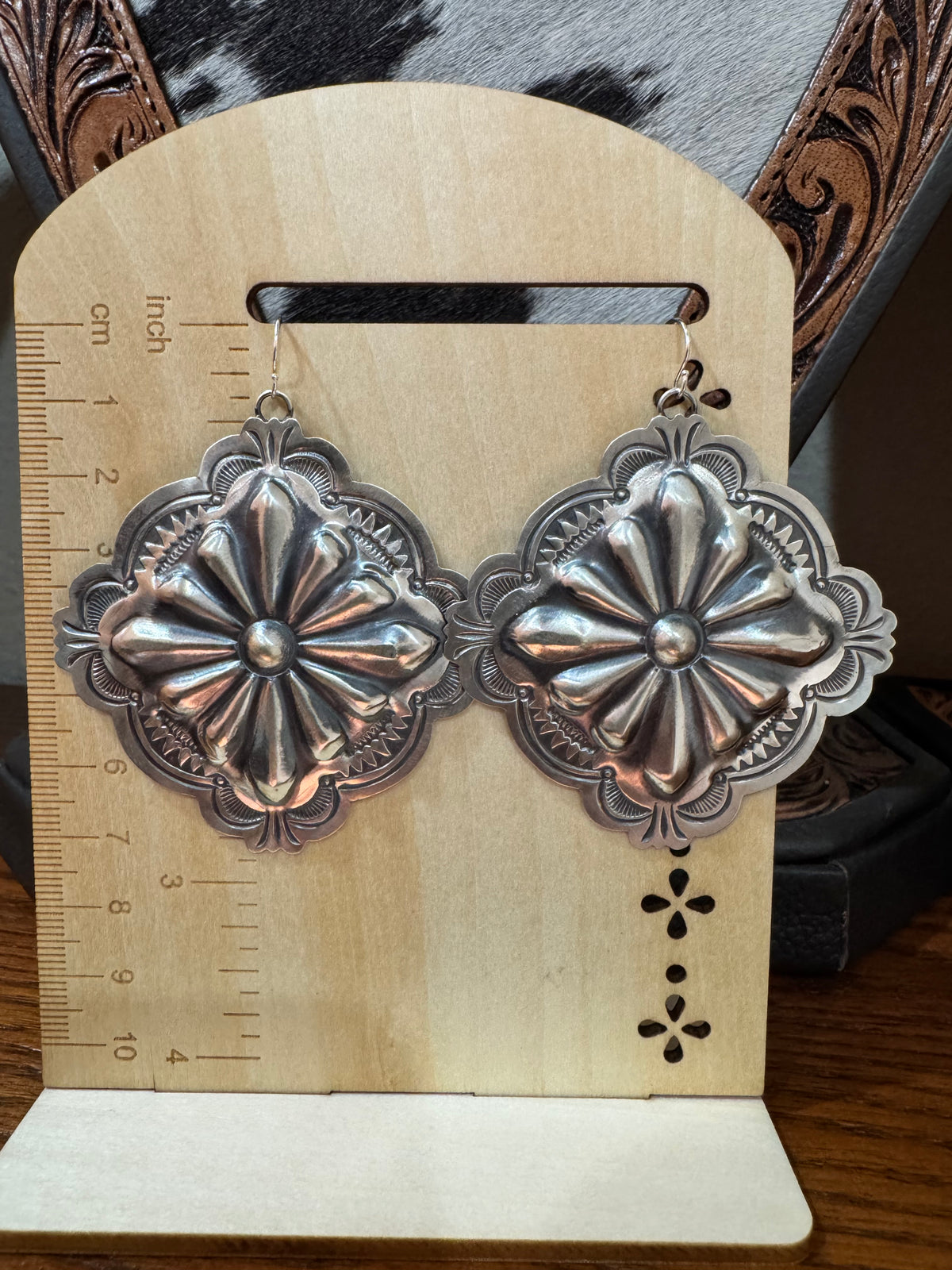 Diamond Concho Dangle Earrings