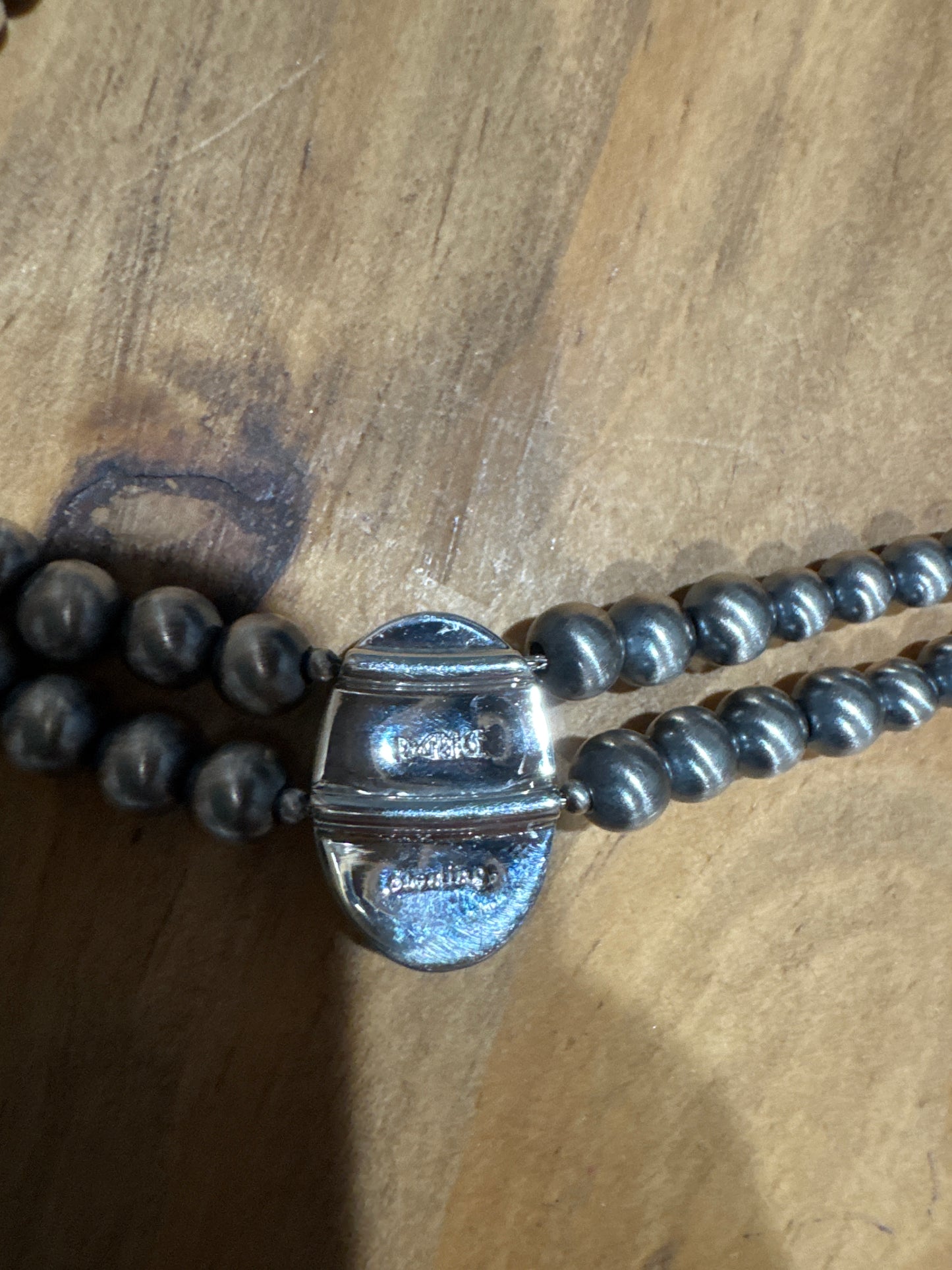 Double Strand Sterling Silver Pearls w/Sonoran Gold Turquoise Choker