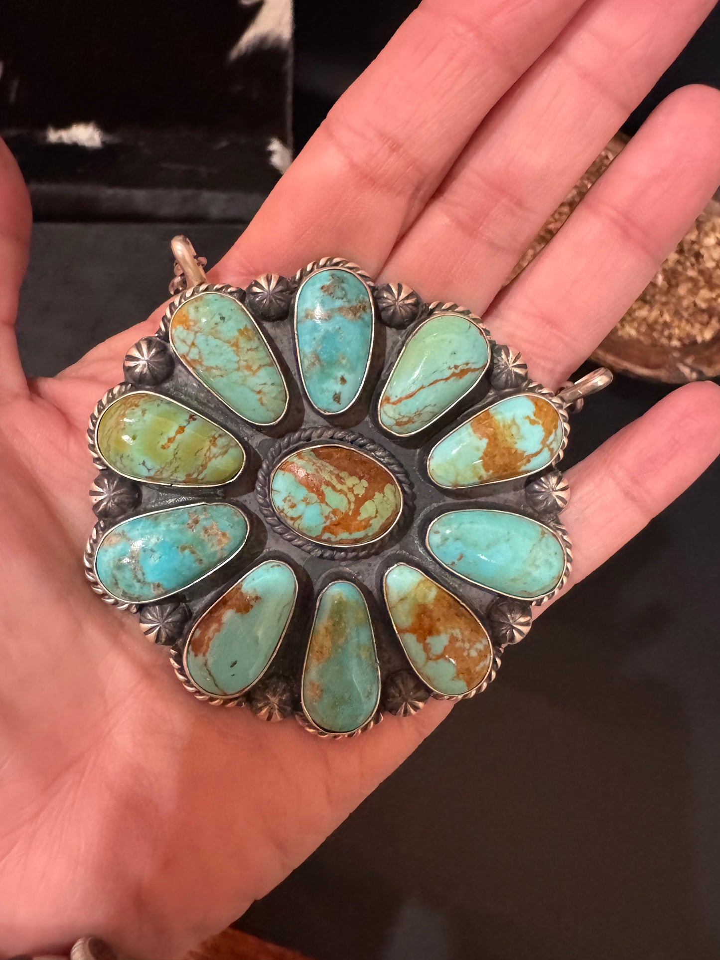 XL Kingman Turquoise Cluster Necklace