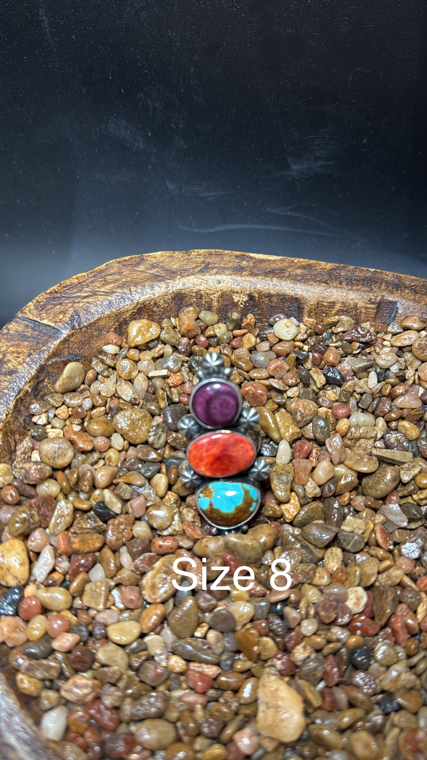 Royston Turquoise & Spiny Oyster 3 Stone Ring