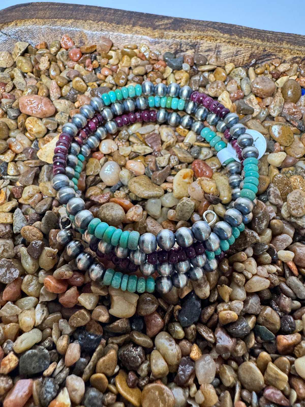 Sterling Silver Pearls w/Spiny & Turquoise Memory Wire Wrap Bracelet
