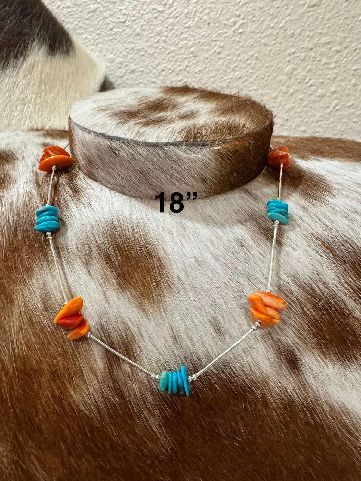 Kingman & Orange Spiny Liquid Silver Necklace