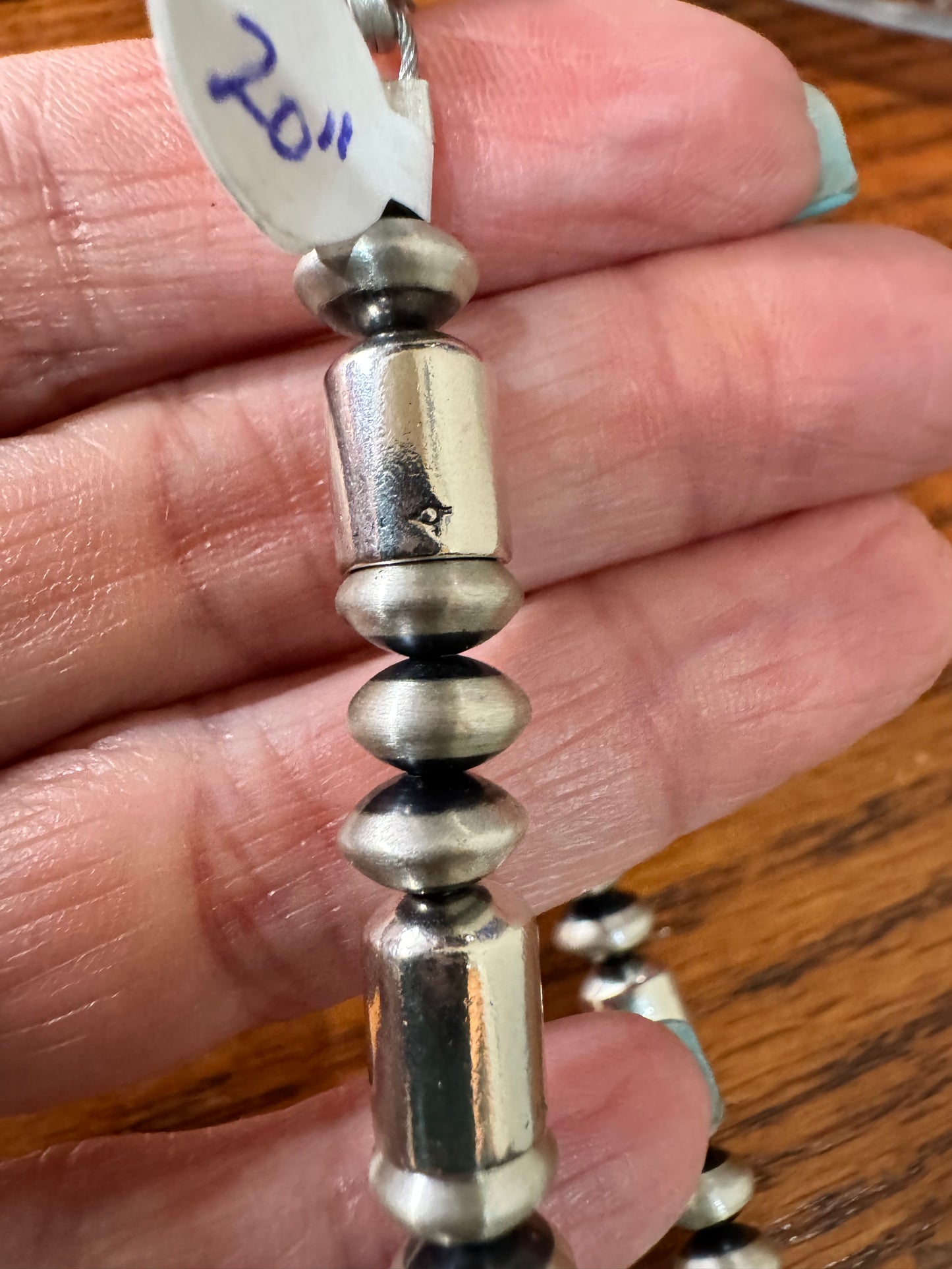 20”-22” Sterling Silver Pearls w/Barrels