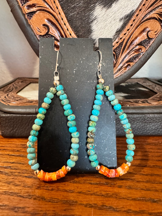 Kingman & Orange Spiny Hoop Earrings