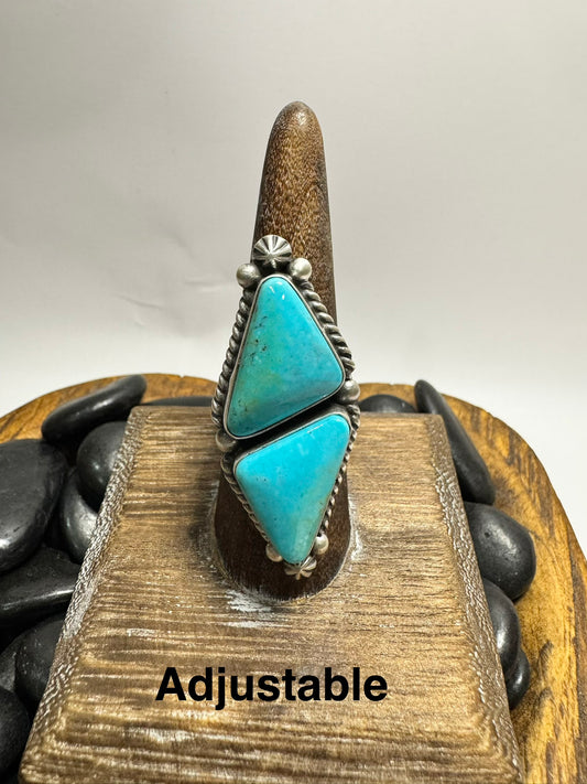 Kingman Turquoise 2 stone Ring
